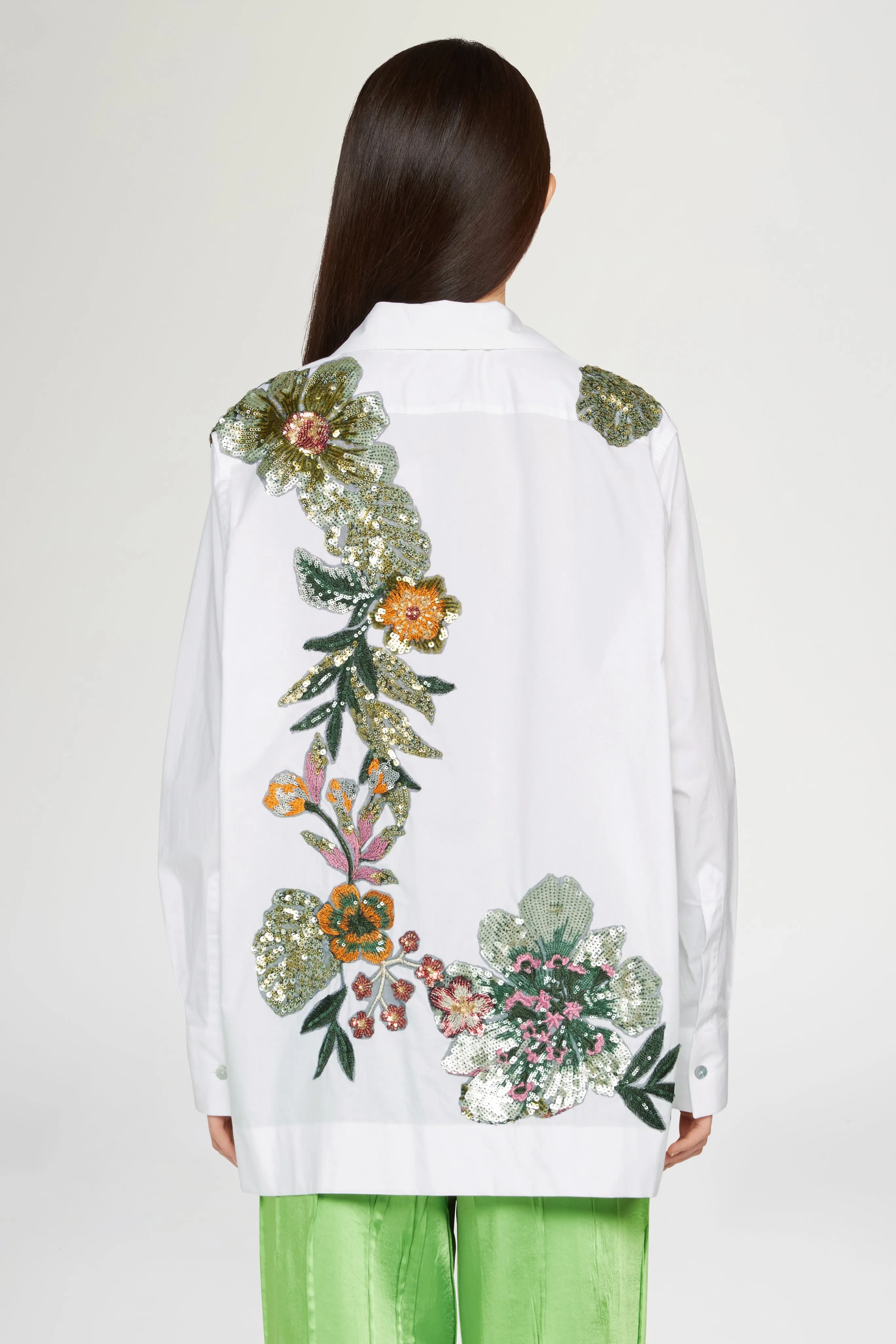 White Cotton Shirt with Floral Embroidery sold by Antonio Marras product image thumbnail 3