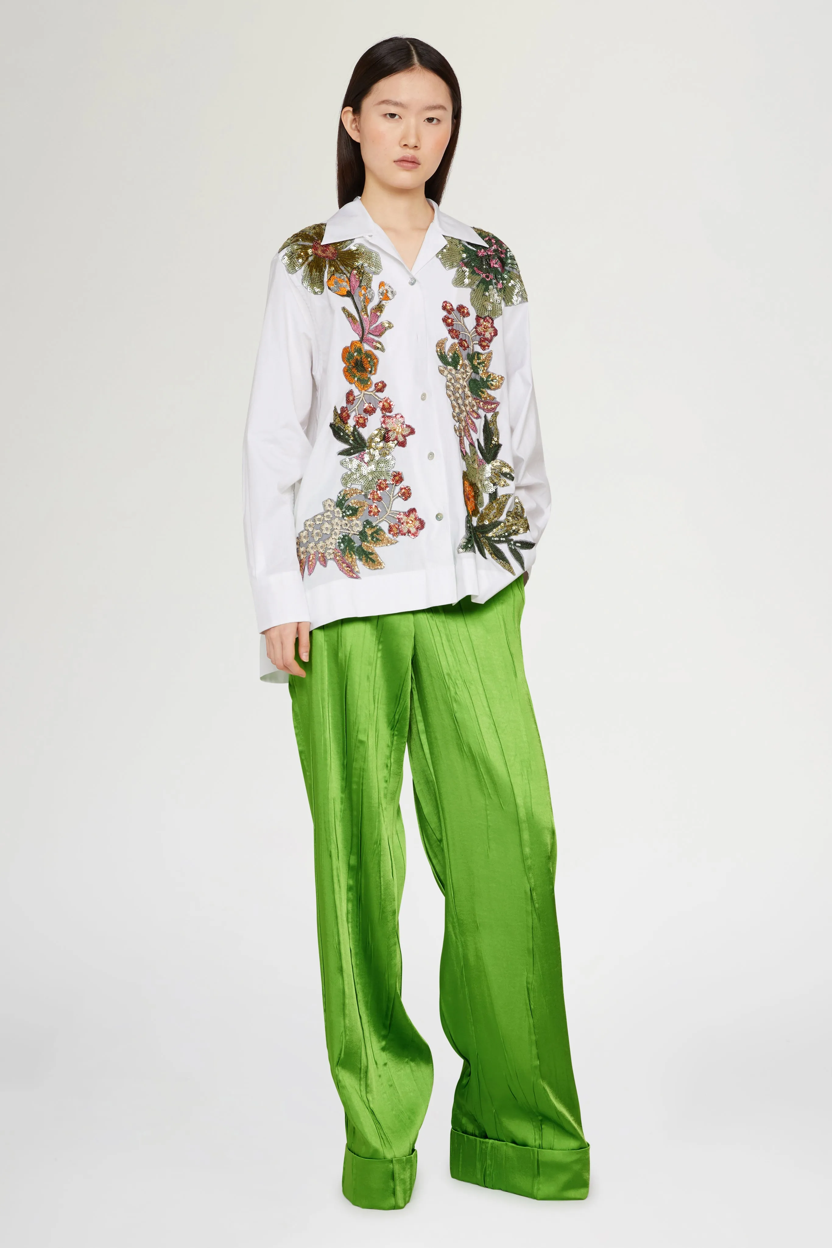 White Cotton Shirt with Floral Embroidery sold by Antonio Marras product image thumbnail 2
