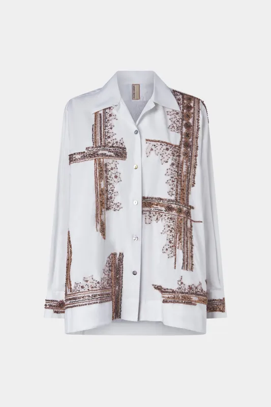 White Cotton Shirt with Sequins sold by Antonio Marras
