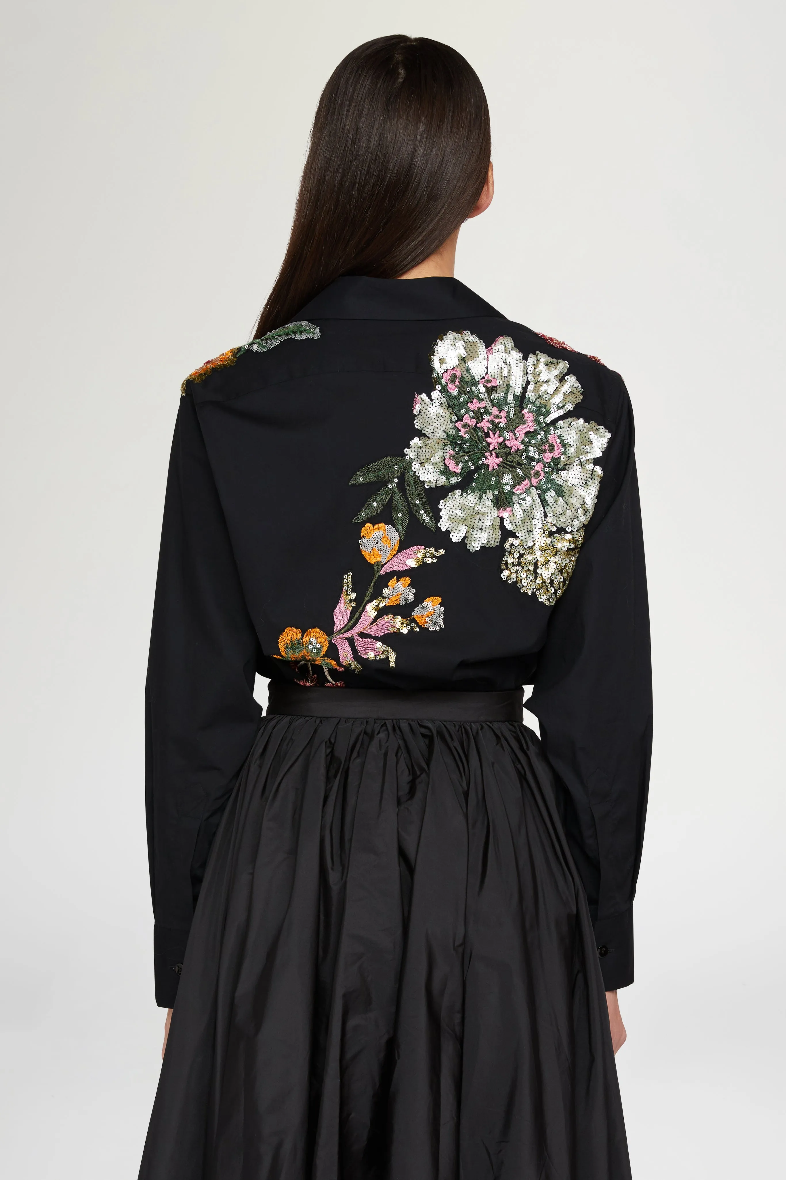 Black Cotton Shirt with Floral Embroidery sold by Antonio Marras product image thumbnail 3