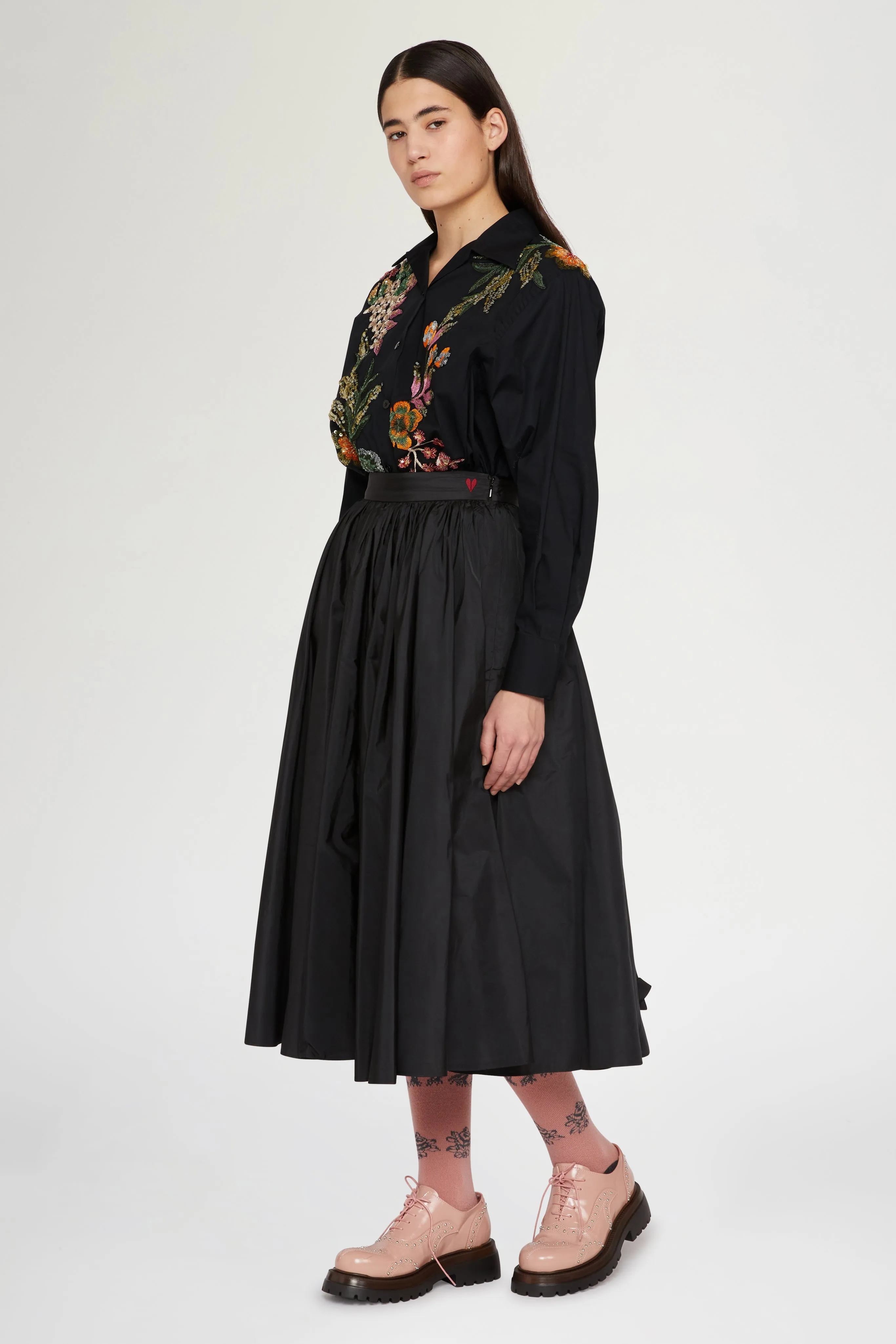 Black Cotton Shirt with Floral Embroidery sold by Antonio Marras product image thumbnail 2