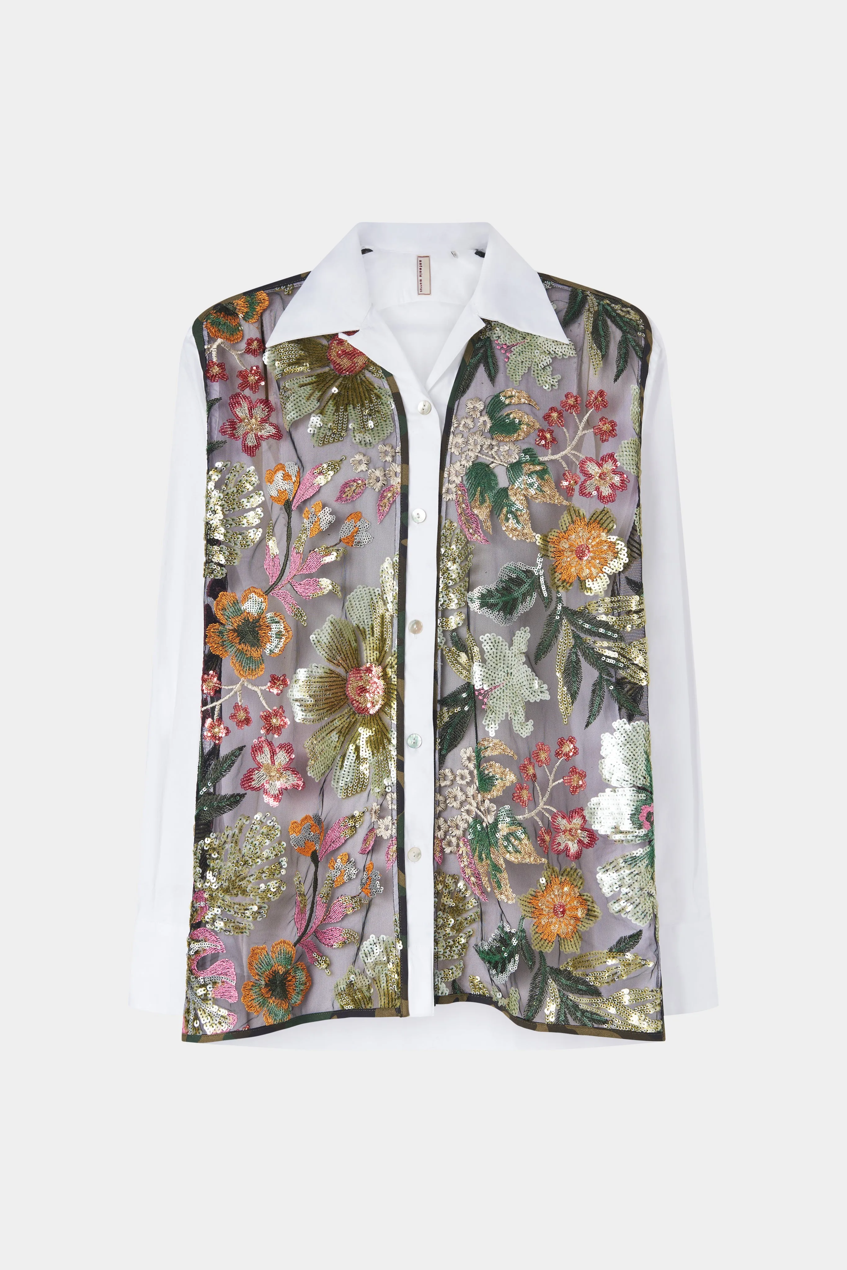 White Cotton Shirt with Sequinned Embroidery sold by Antonio Marras
