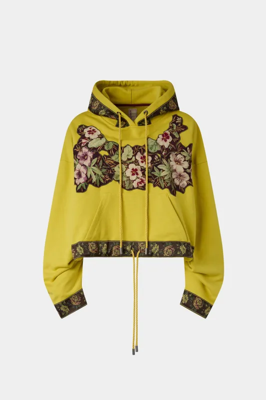 Yellow Oversize Hoodie with Floral Jacquard made by Antonio Marras