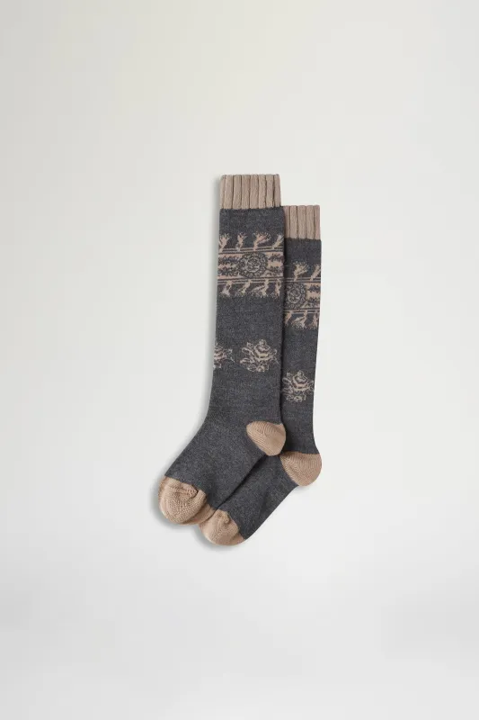 Grey & Brown Folk Socks made by Antonio Marras