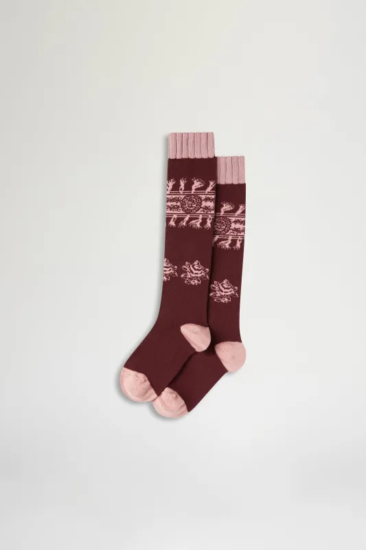 Bordeaux & Pink Folk Socks sold by Antonio Marras