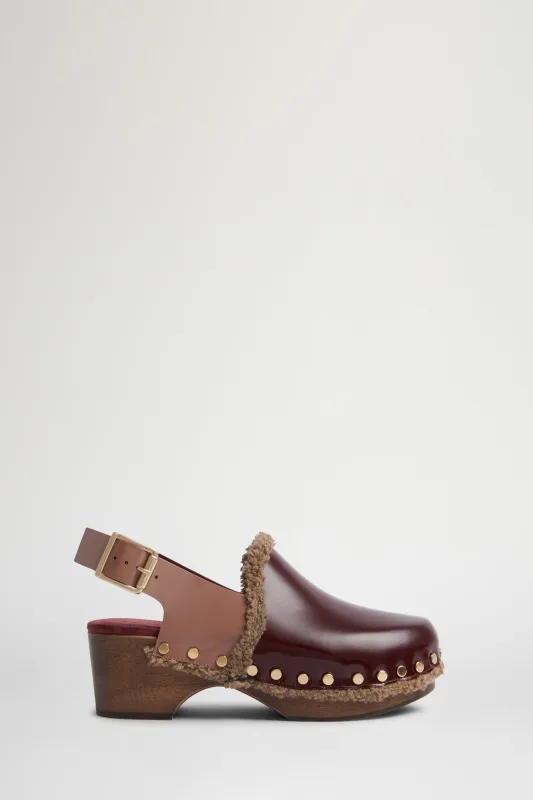 Bordeaux Leather Low Clog Mule sold by Antonio Marras