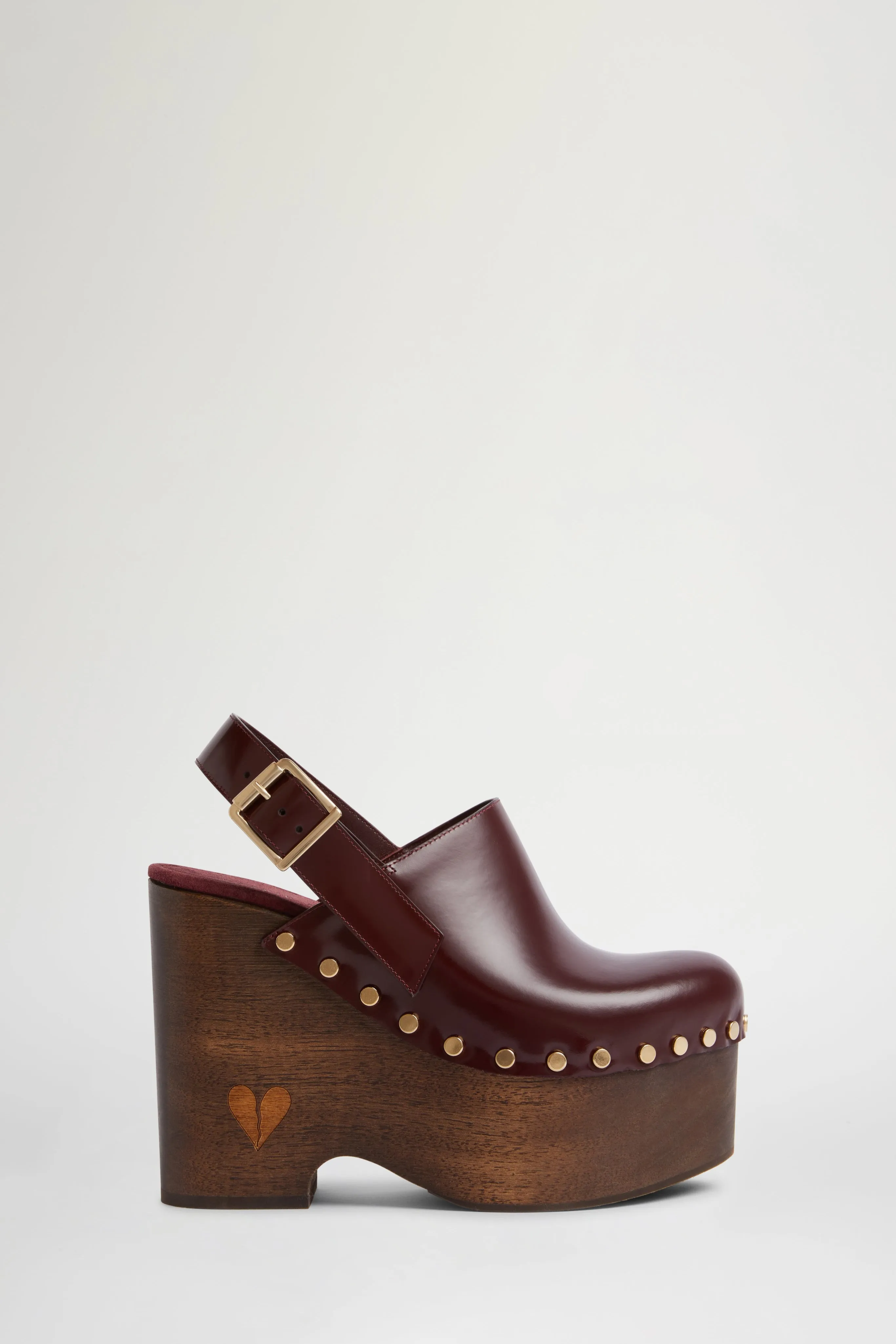 Bordeaux Leather High Clog Mule sold by Antonio Marras