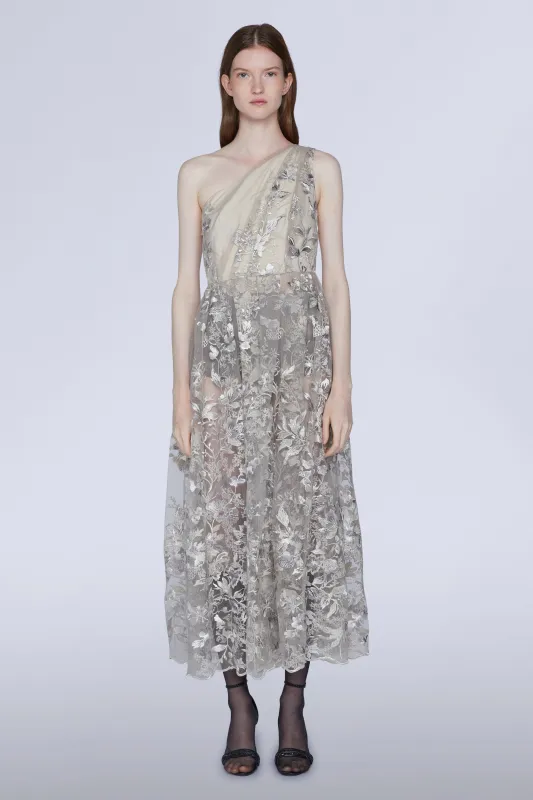 One-shoulder Lace Midi Dress sold by Antonio Marras