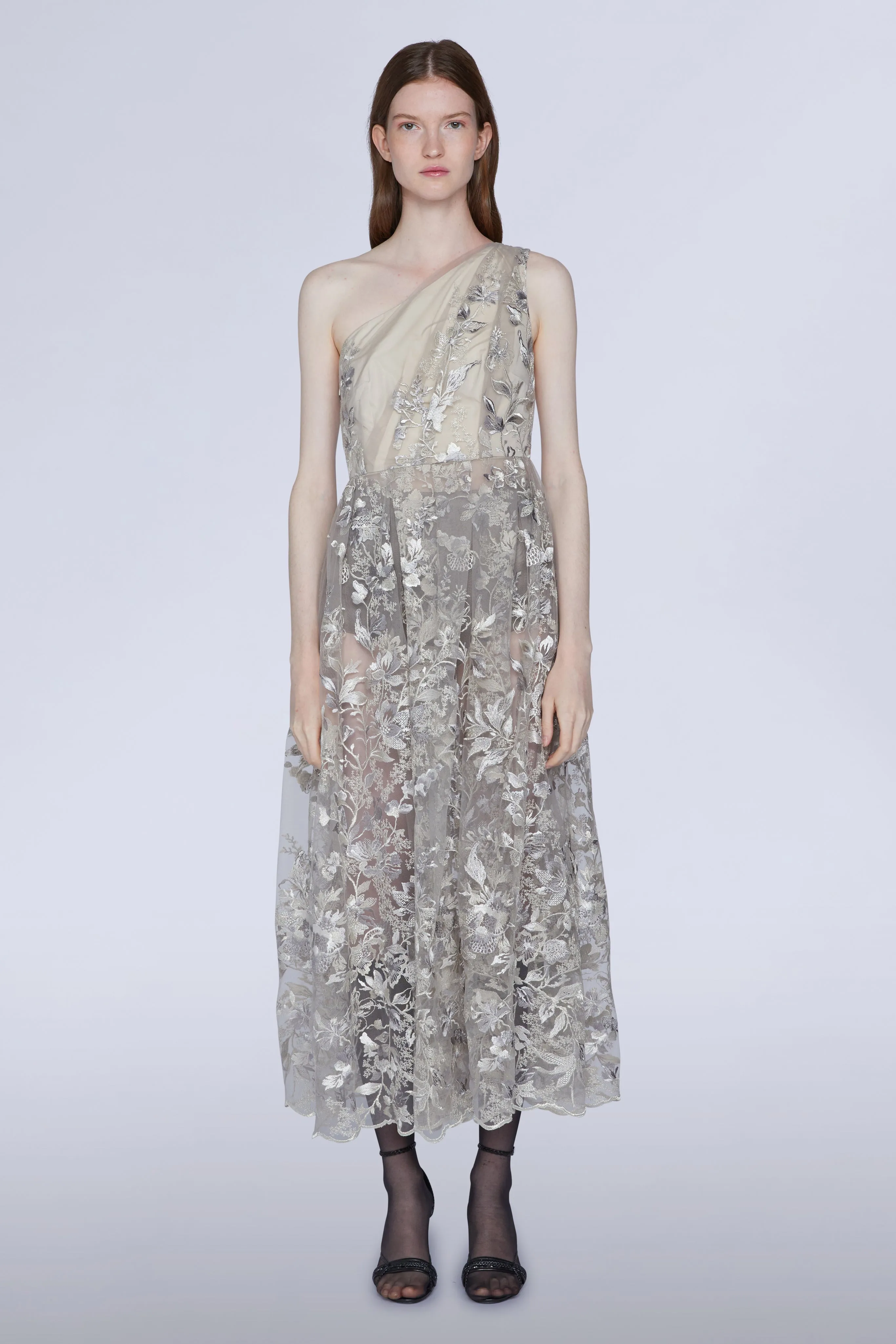 One-shoulder Lace Midi Dress sold by Antonio Marras