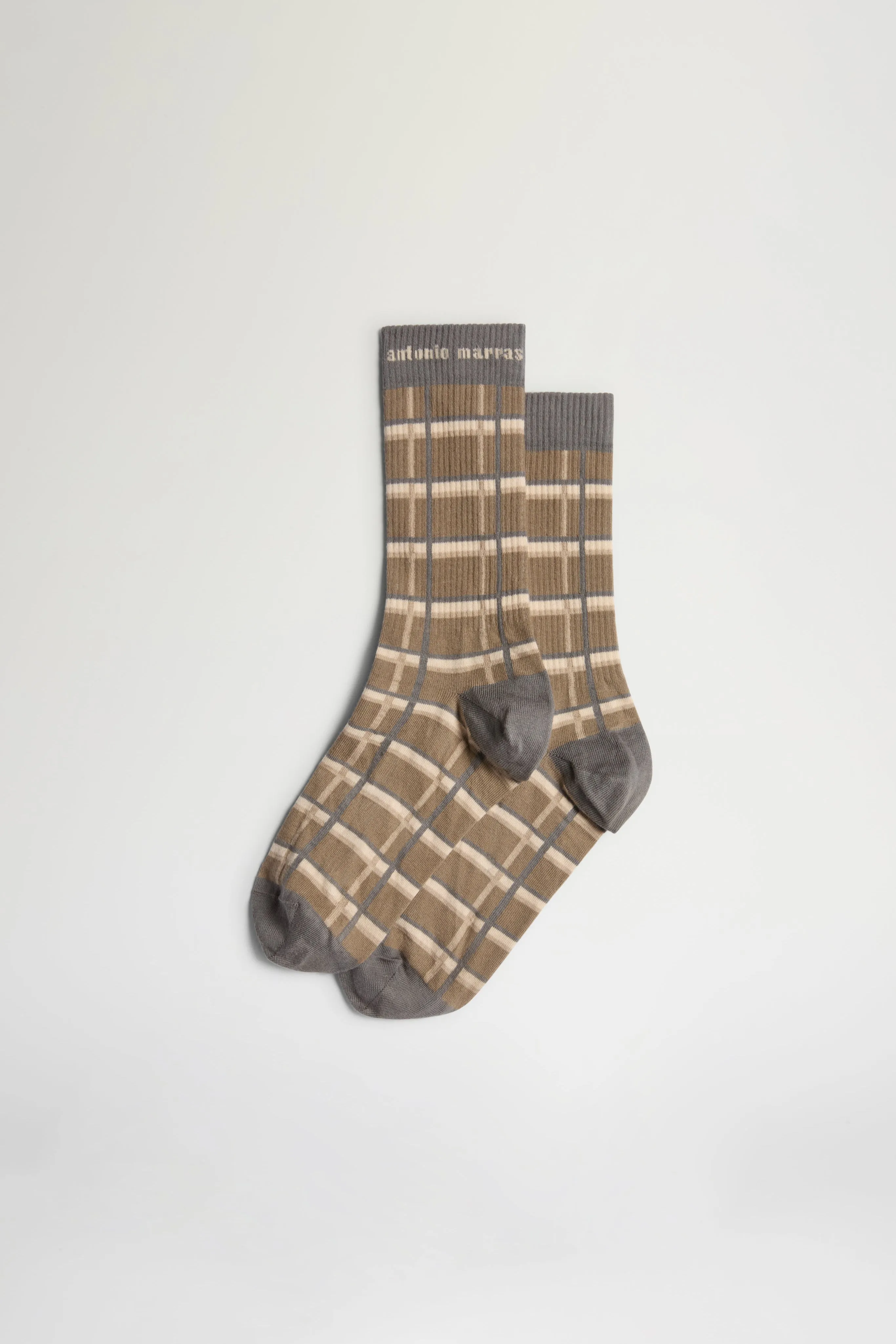 Brown & Beige Checked Socks sold by Antonio Marras