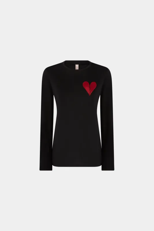 Broken Heart T-shirt Long Black sold by Antonio Marras