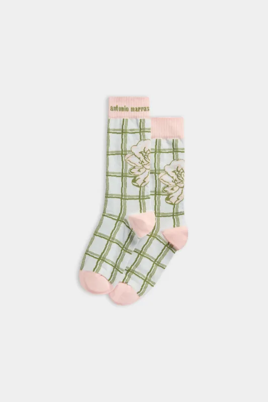 Light-blue Check & Rose Socks sold by Antonio Marras