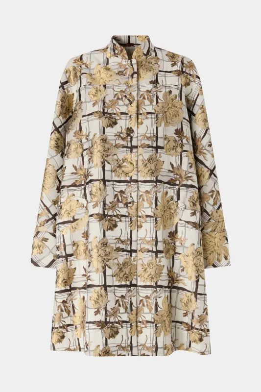 Flared Coat with Camel Pinstripe Pleated Insert sold by Antonio Marras