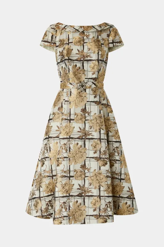 Midi Brocade Floral Dress with Open Back made by Antonio Marras