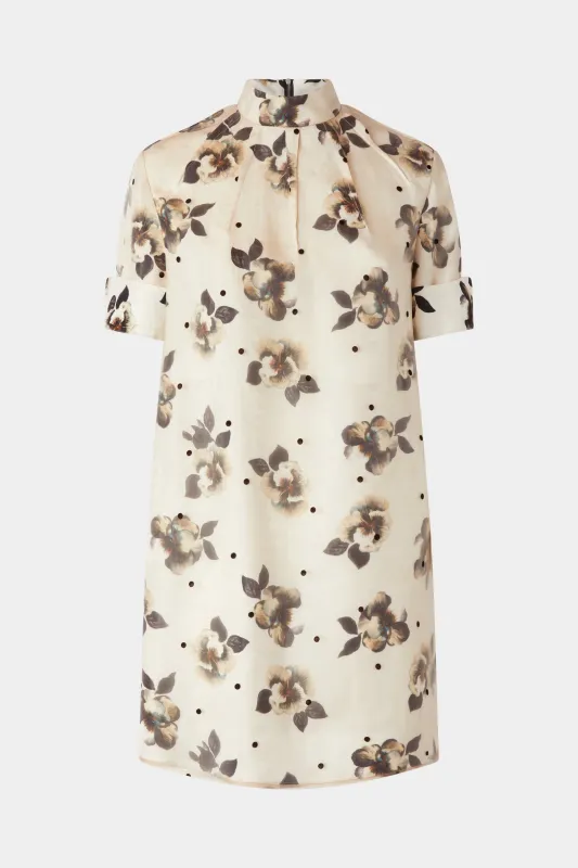 Short-Sleeve Dress in Moiré Damask and Polka Dot Organza made by Antonio Marras