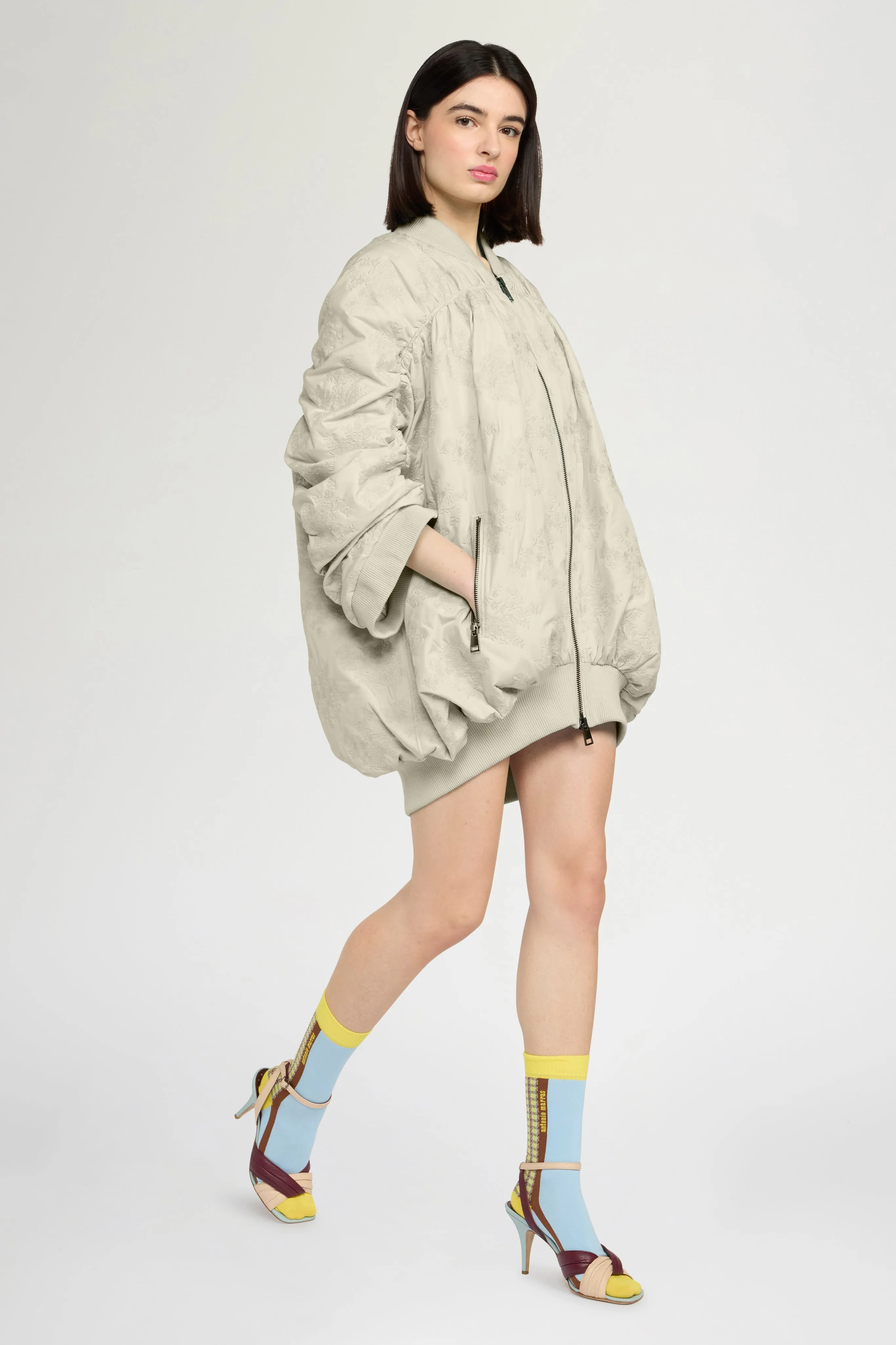 Oversized Gathered Bomber in Floral-Quilted Nylon sold by Antonio Marras product image thumbnail 2