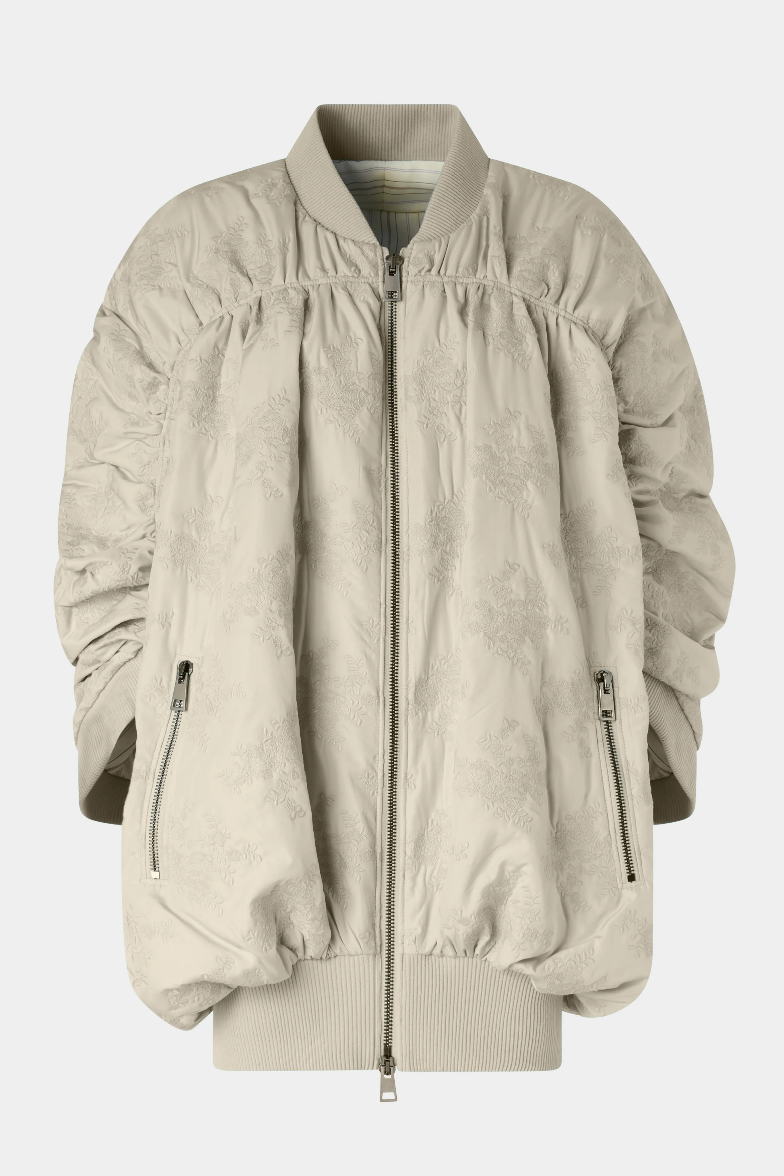 Oversized Gathered Bomber in Floral-Quilted Nylon sold by Antonio Marras