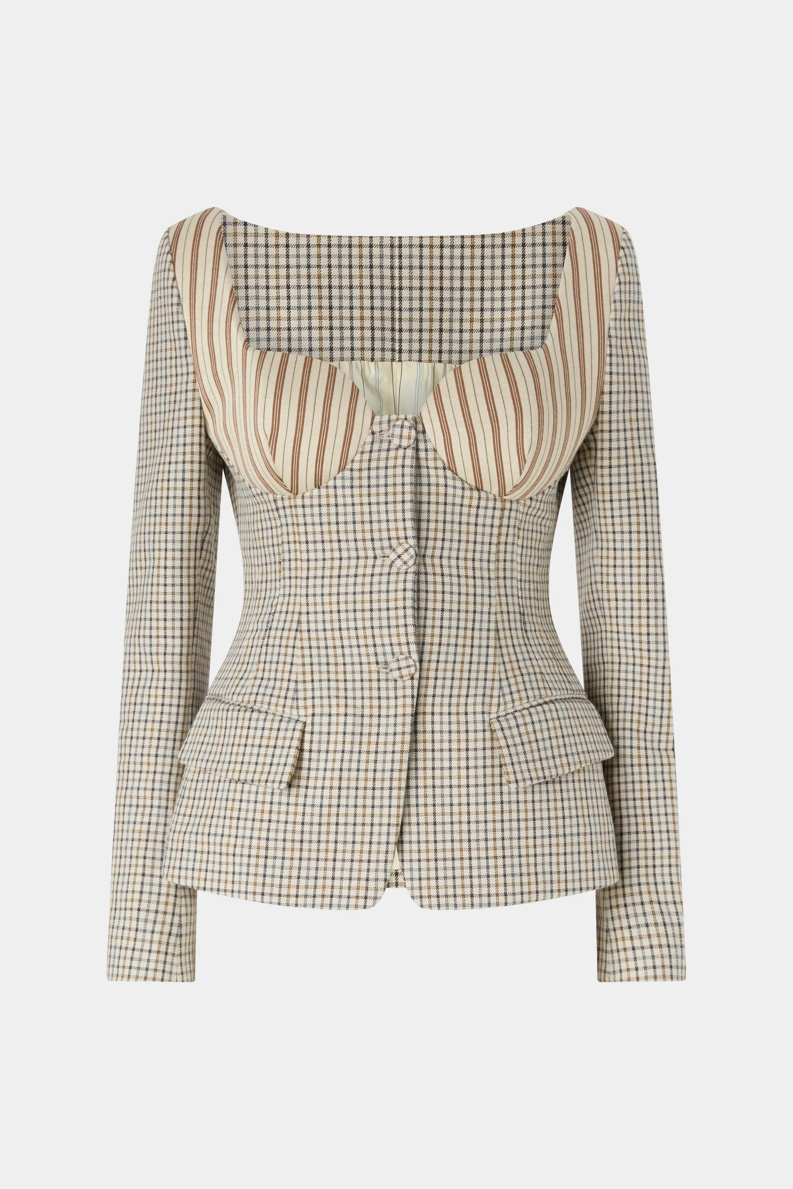 Micro Check and Striped Jersey Corset Jacket sold by Antonio Marras