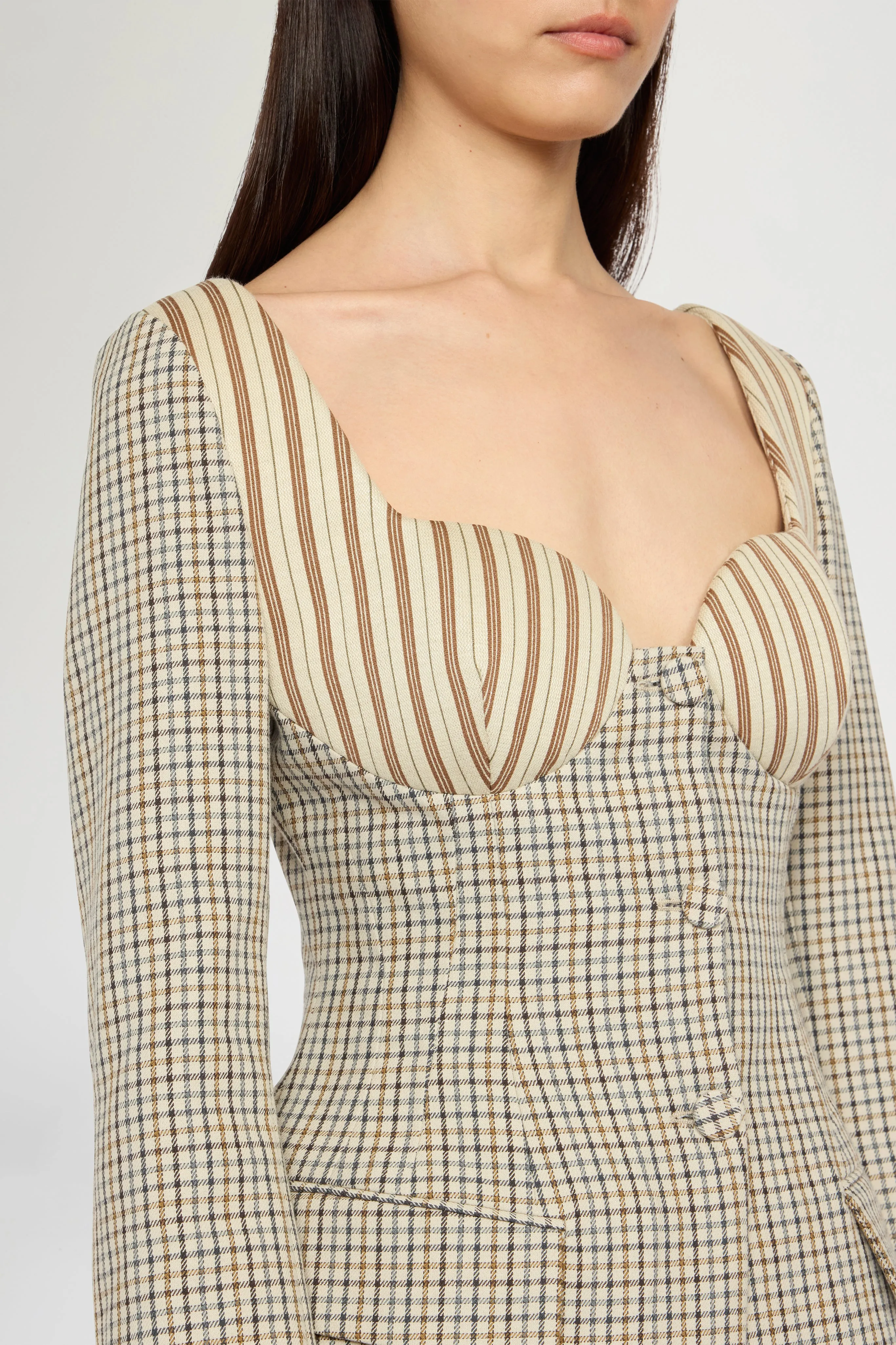 Micro Check and Striped Jersey Corset Jacket sold by Antonio Marras product image thumbnail 4