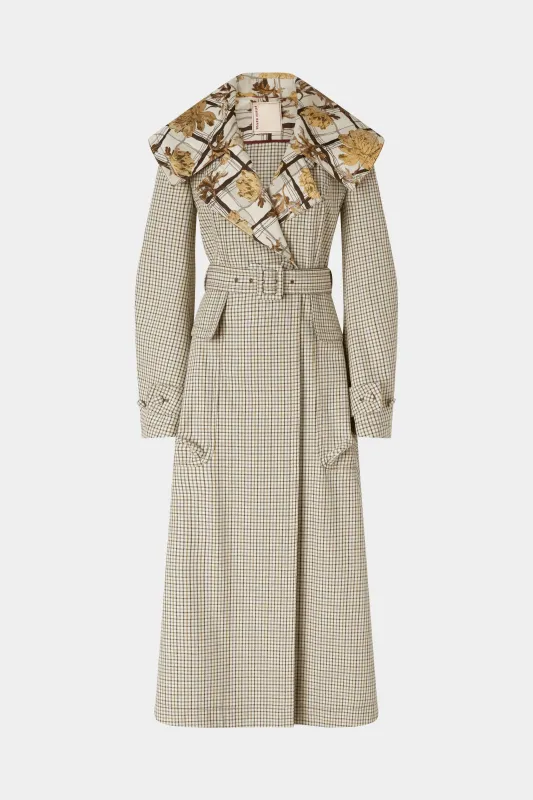 Long Micro Check Coat with Maxi Lapel sold by Antonio Marras