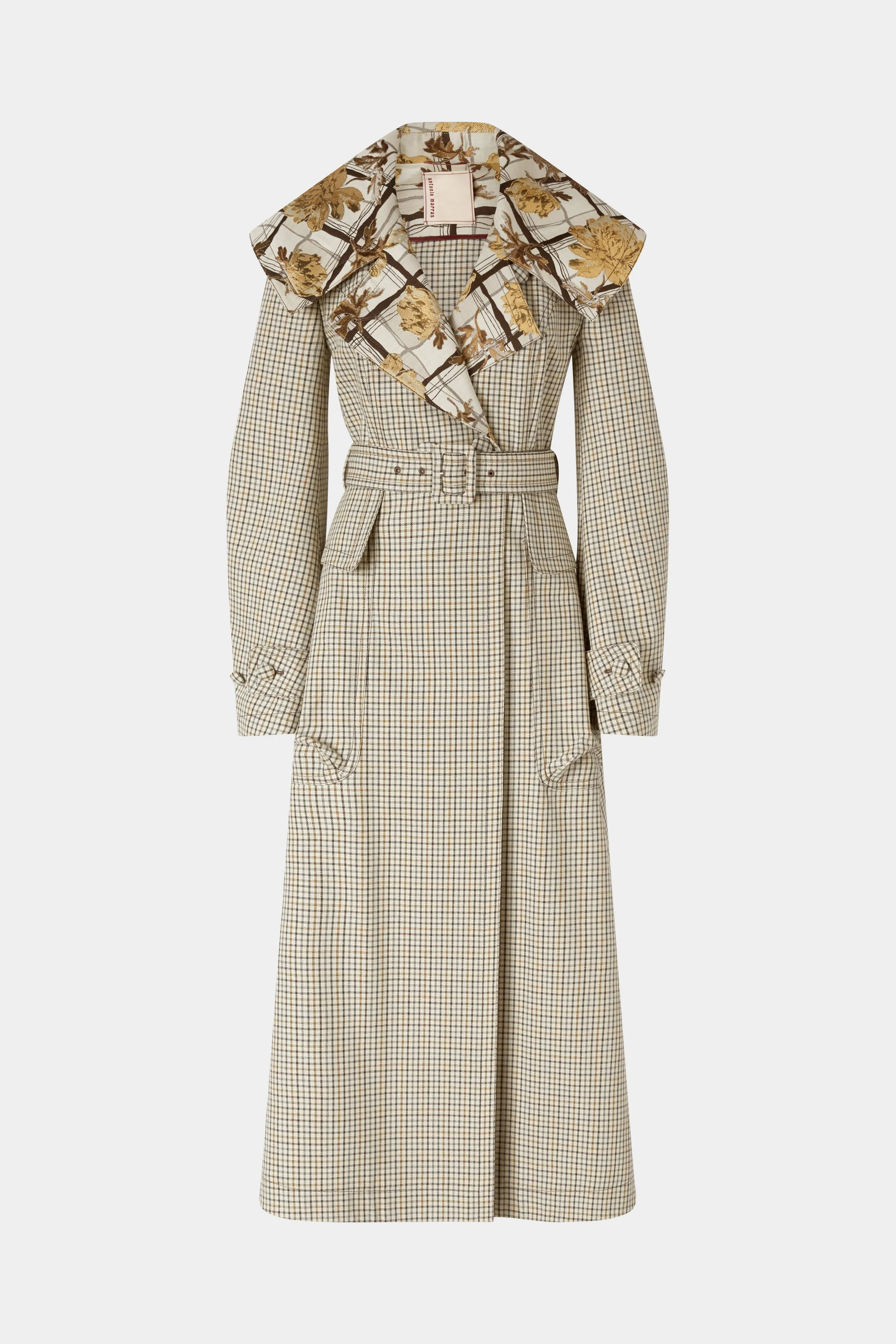 Long Micro Check Coat with Maxi Lapel sold by Antonio Marras