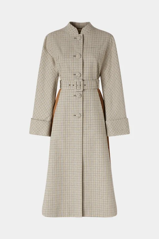 Long Micro Check Coat with Plissé Insert sold by Antonio Marras