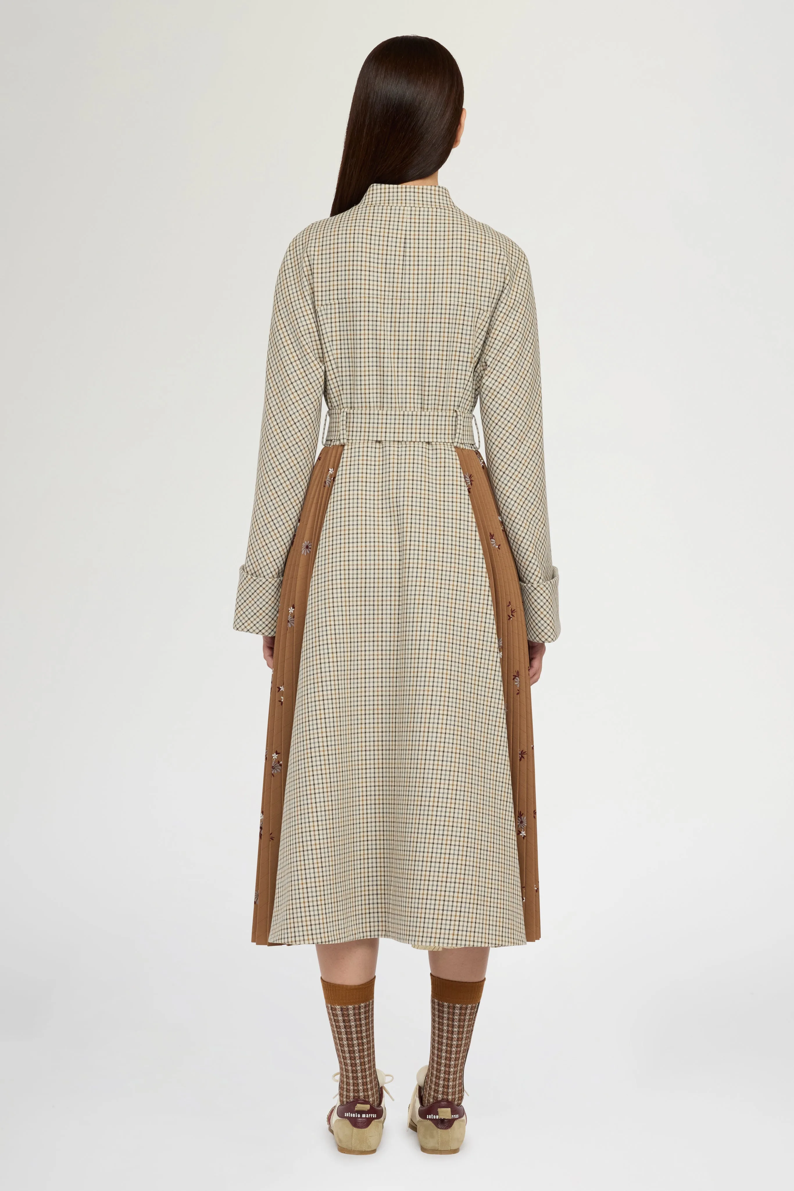 Long Micro Check Coat with Plissé Insert sold by Antonio Marras product image thumbnail 3