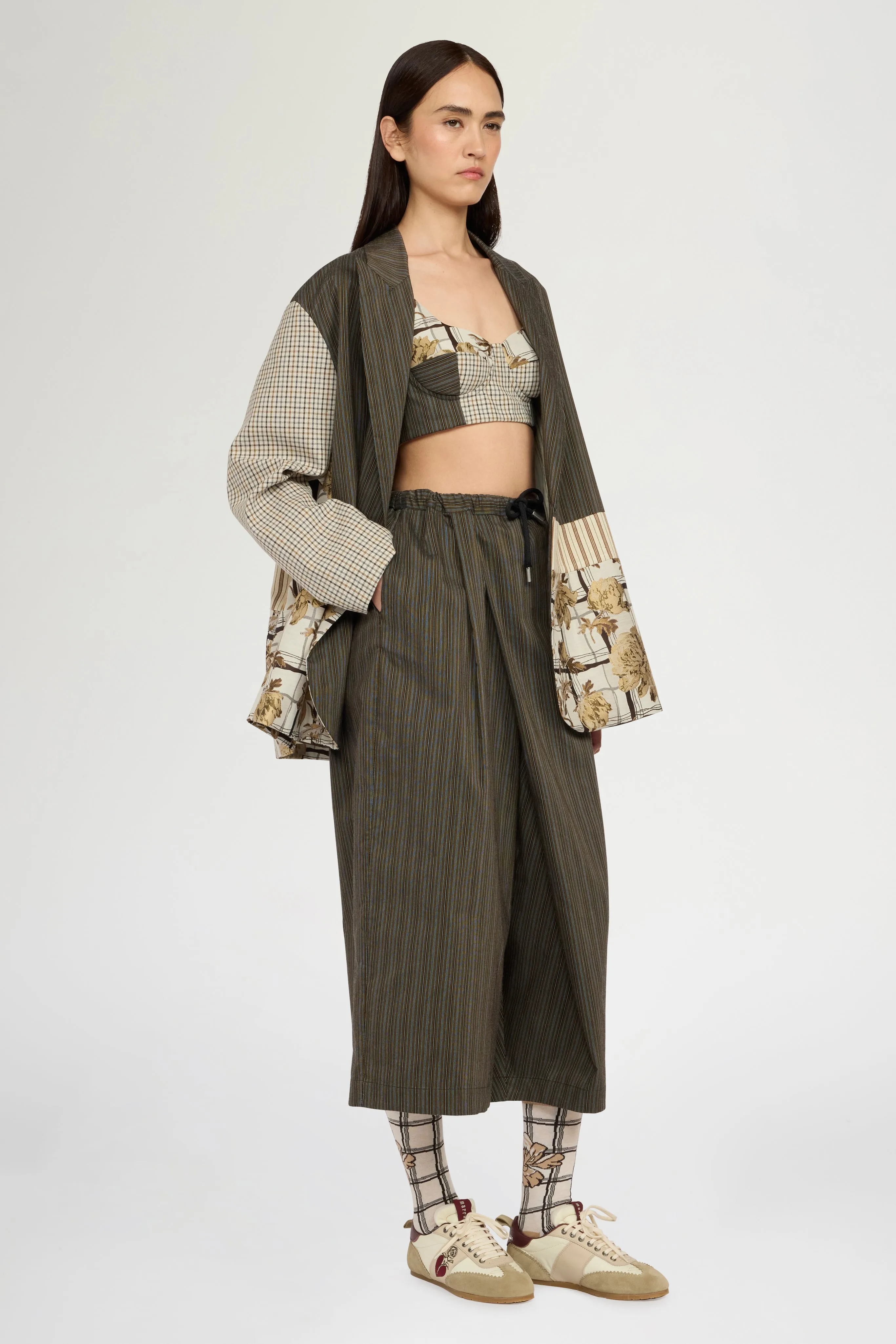 Single-Breasted Pinstripe and Floral Jacquard Jacket sold by Antonio Marras product image thumbnail 2