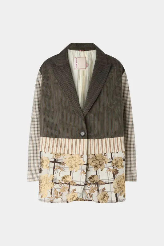 Single-Breasted Pinstripe and Floral Jacquard Jacket made by Antonio Marras