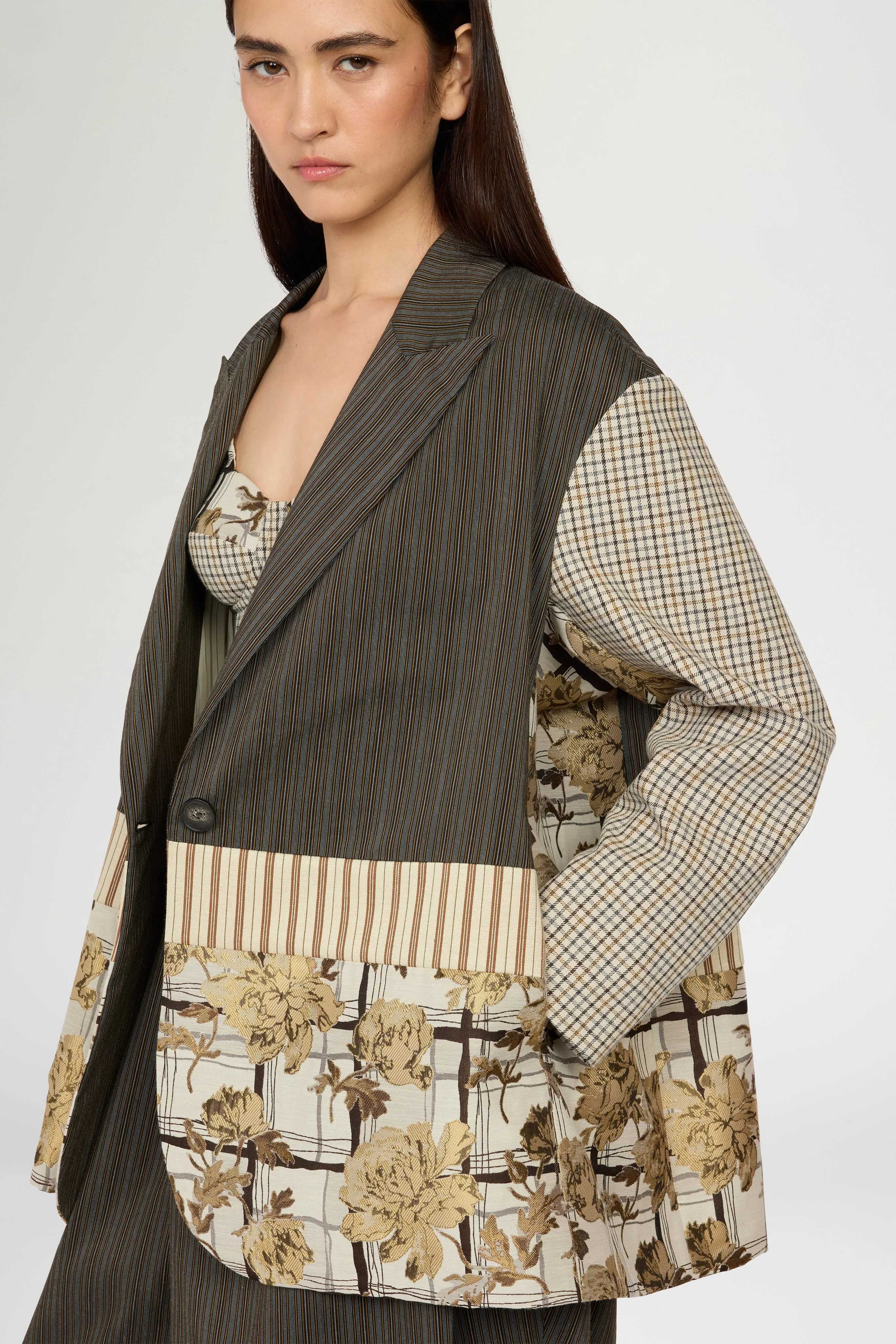 Single-Breasted Pinstripe and Floral Jacquard Jacket sold by Antonio Marras product image thumbnail 4