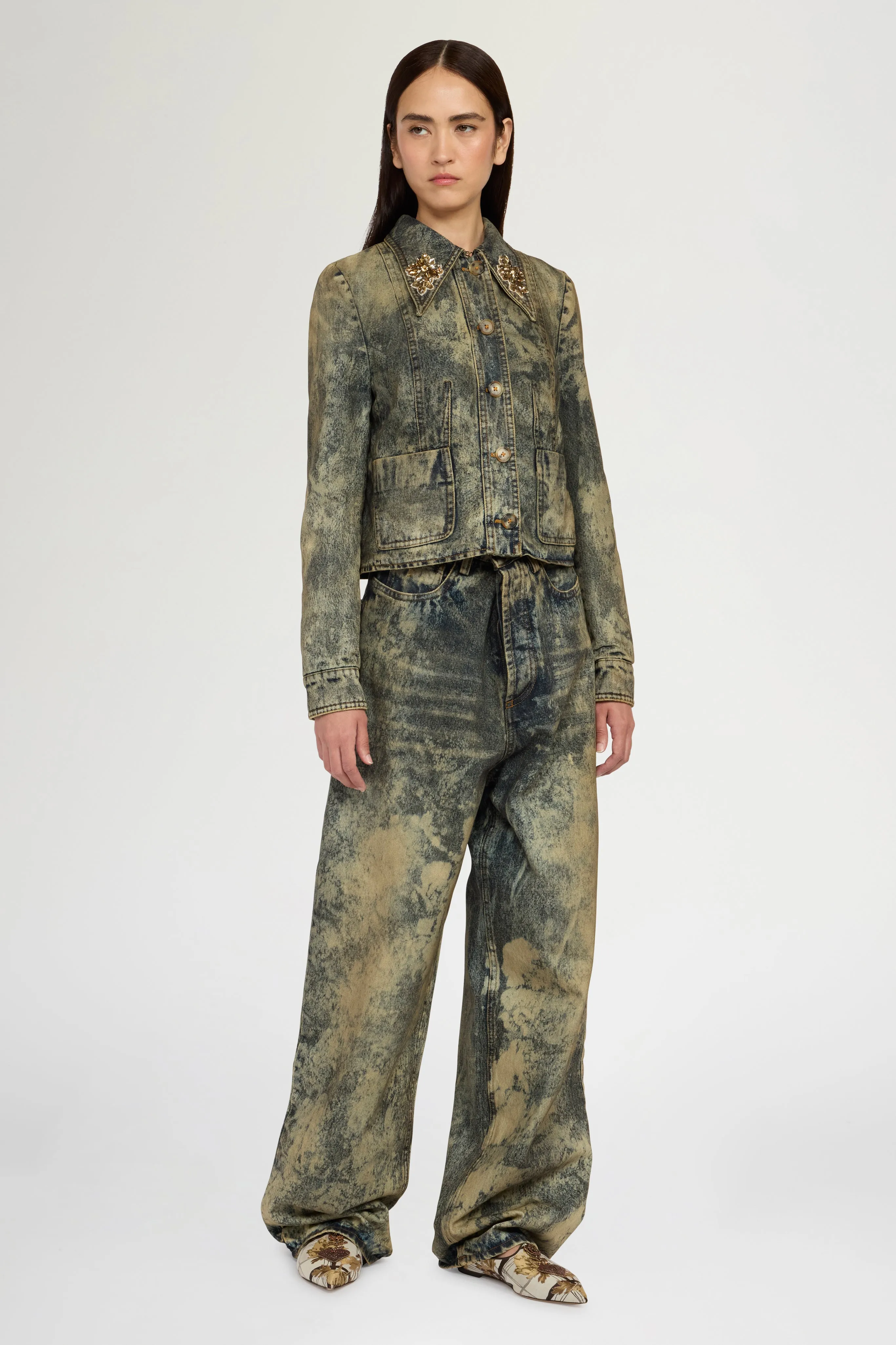 Embellished Slim-Fit Denim Jacket sold by Antonio Marras product image thumbnail 2
