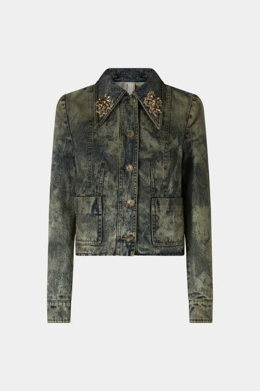 Embellished Slim-Fit Denim Jacket made by Antonio Marras