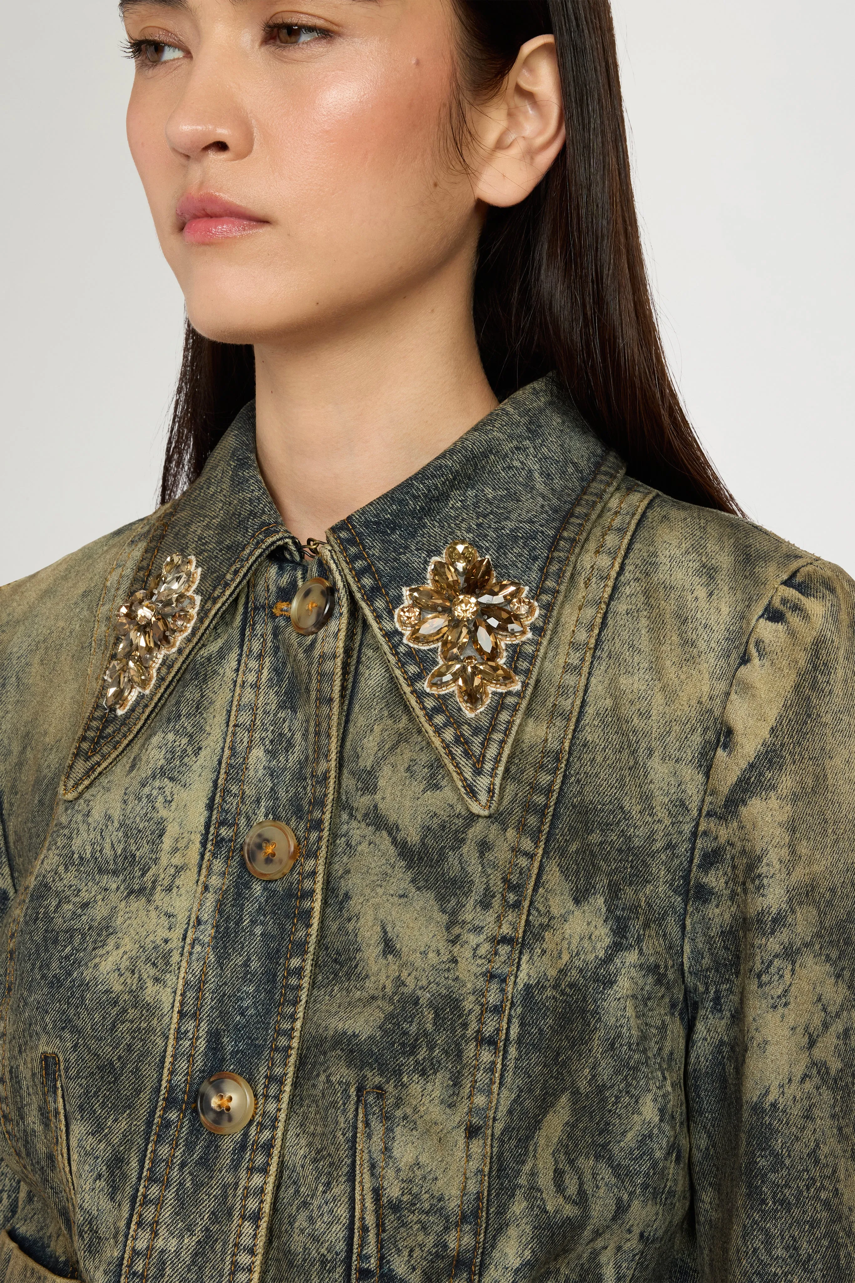 Embellished Slim-Fit Denim Jacket sold by Antonio Marras product image thumbnail 4