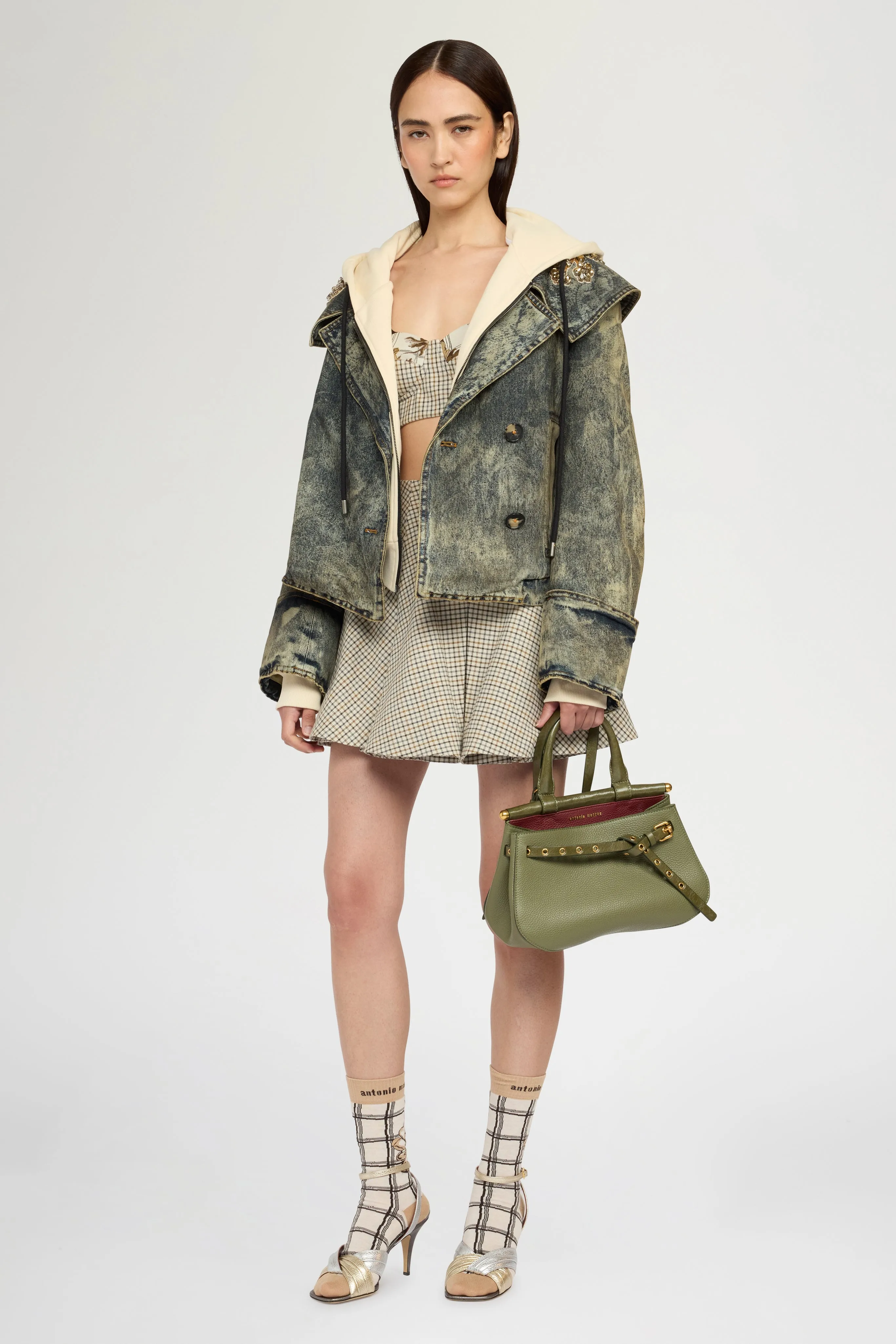 Wide Lapel Aviator Denim Jacket sold by Antonio Marras product image thumbnail 2