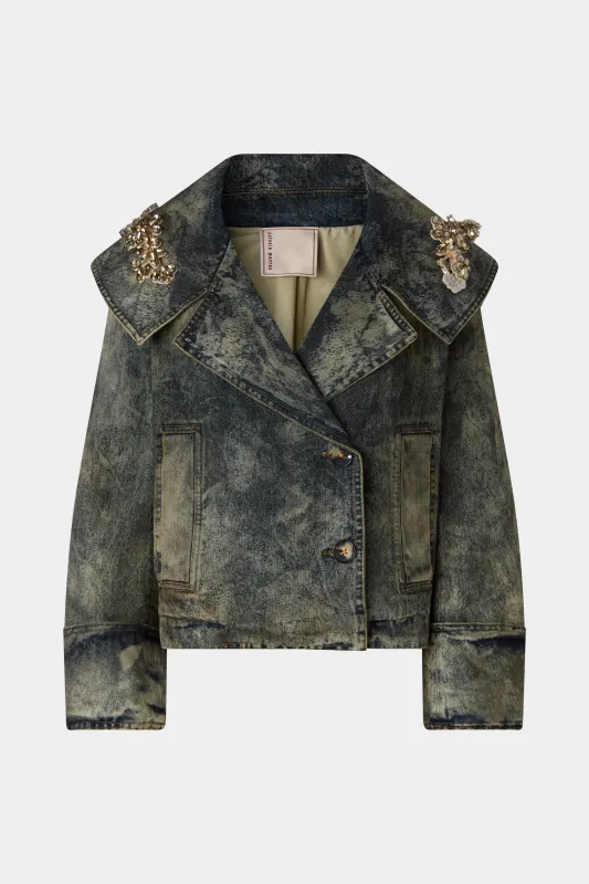 Wide Lapel Aviator Denim Jacket made by Antonio Marras