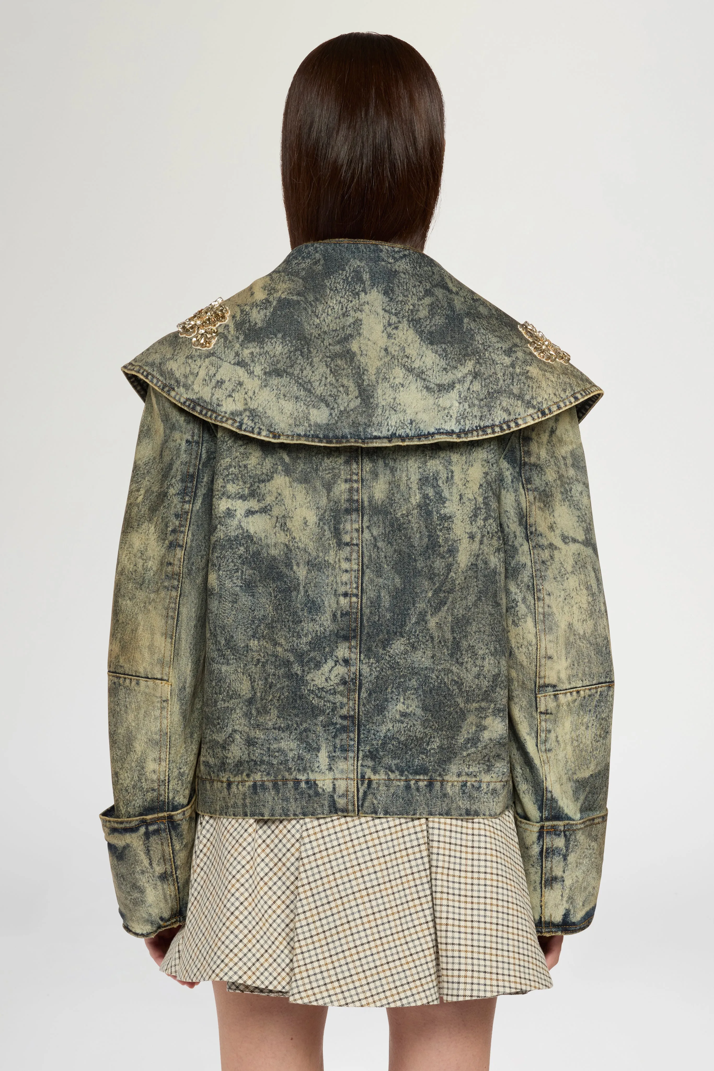 Wide Lapel Aviator Denim Jacket sold by Antonio Marras product image thumbnail 3