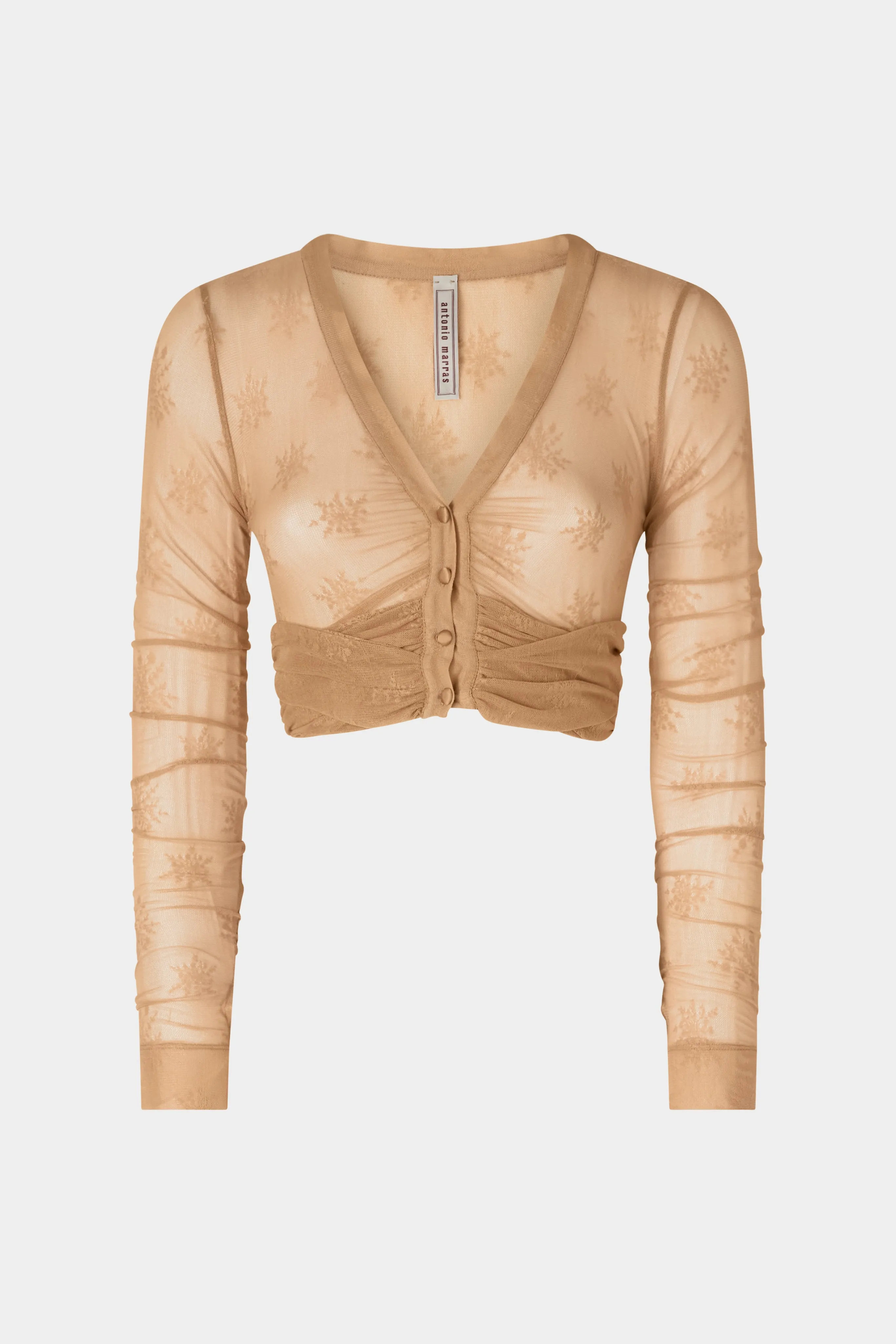 Beige Stretch Lace Crop Top sold by Antonio Marras