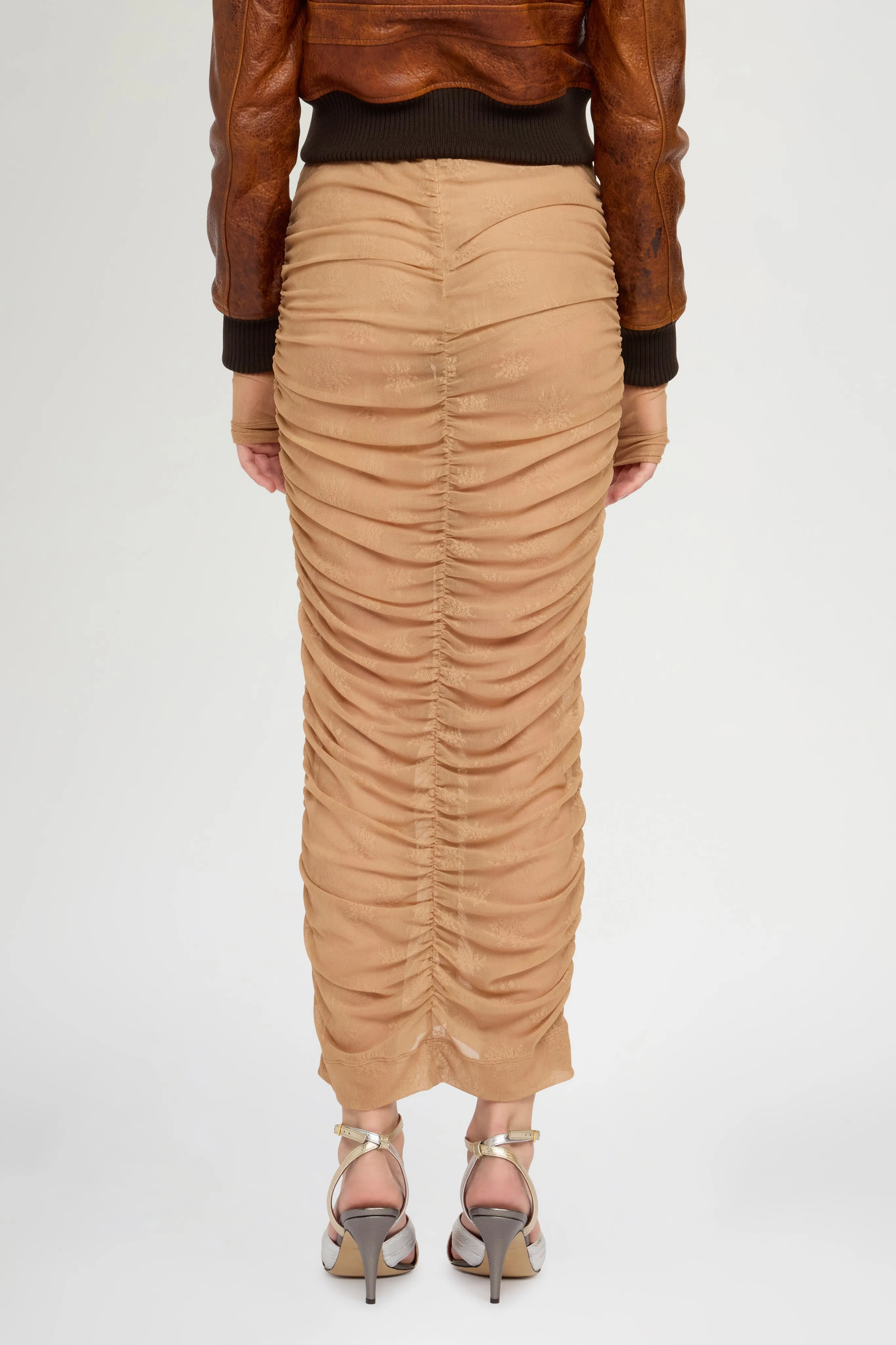 Beige Stretch Lace Longuette Skirt sold by Antonio Marras product image thumbnail 3