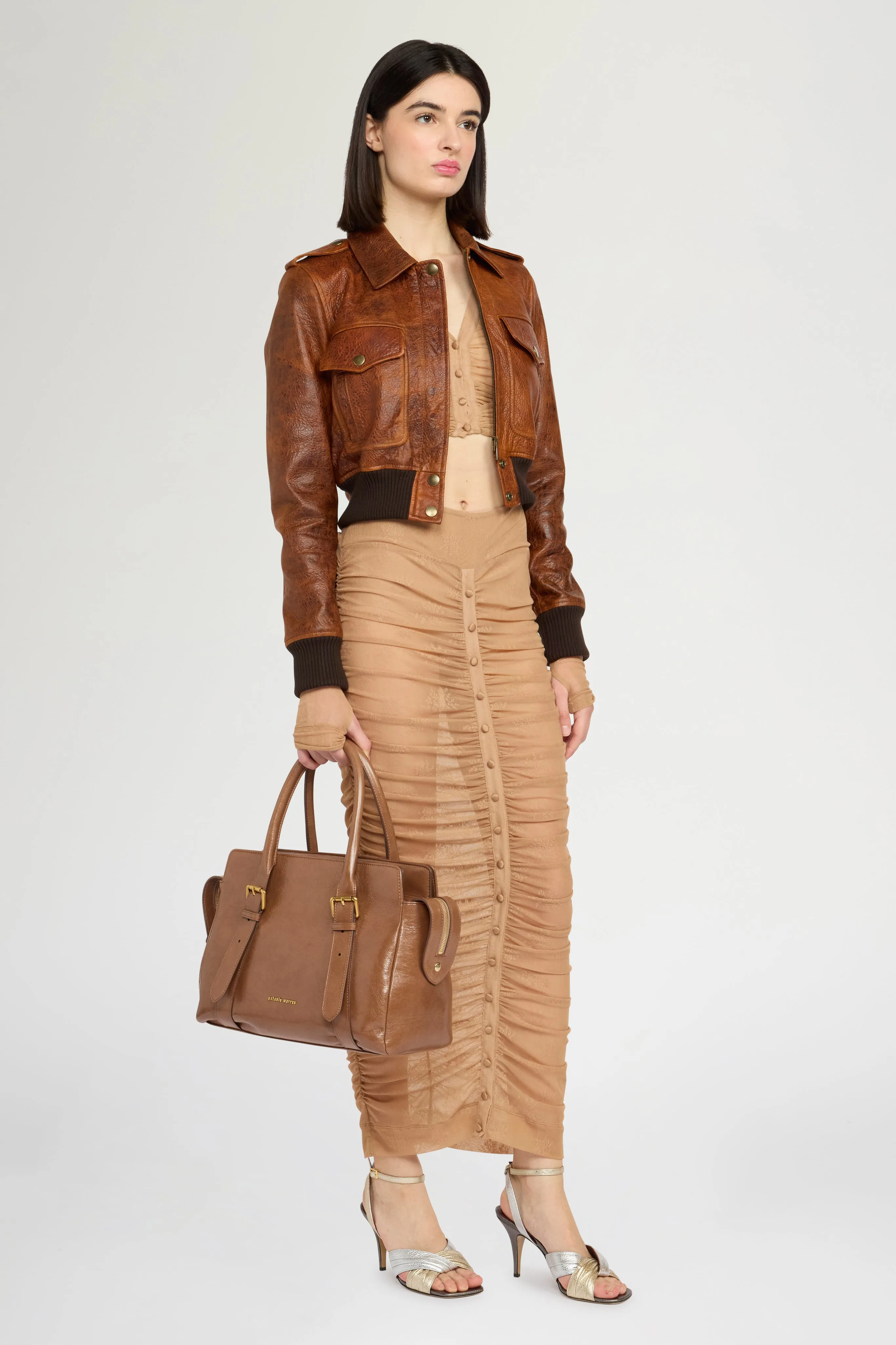 Beige Stretch Lace Longuette Skirt sold by Antonio Marras product image thumbnail 2