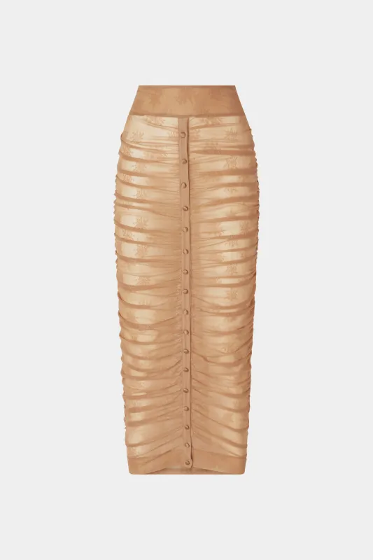 Beige Stretch Lace Longuette Skirt made by Antonio Marras