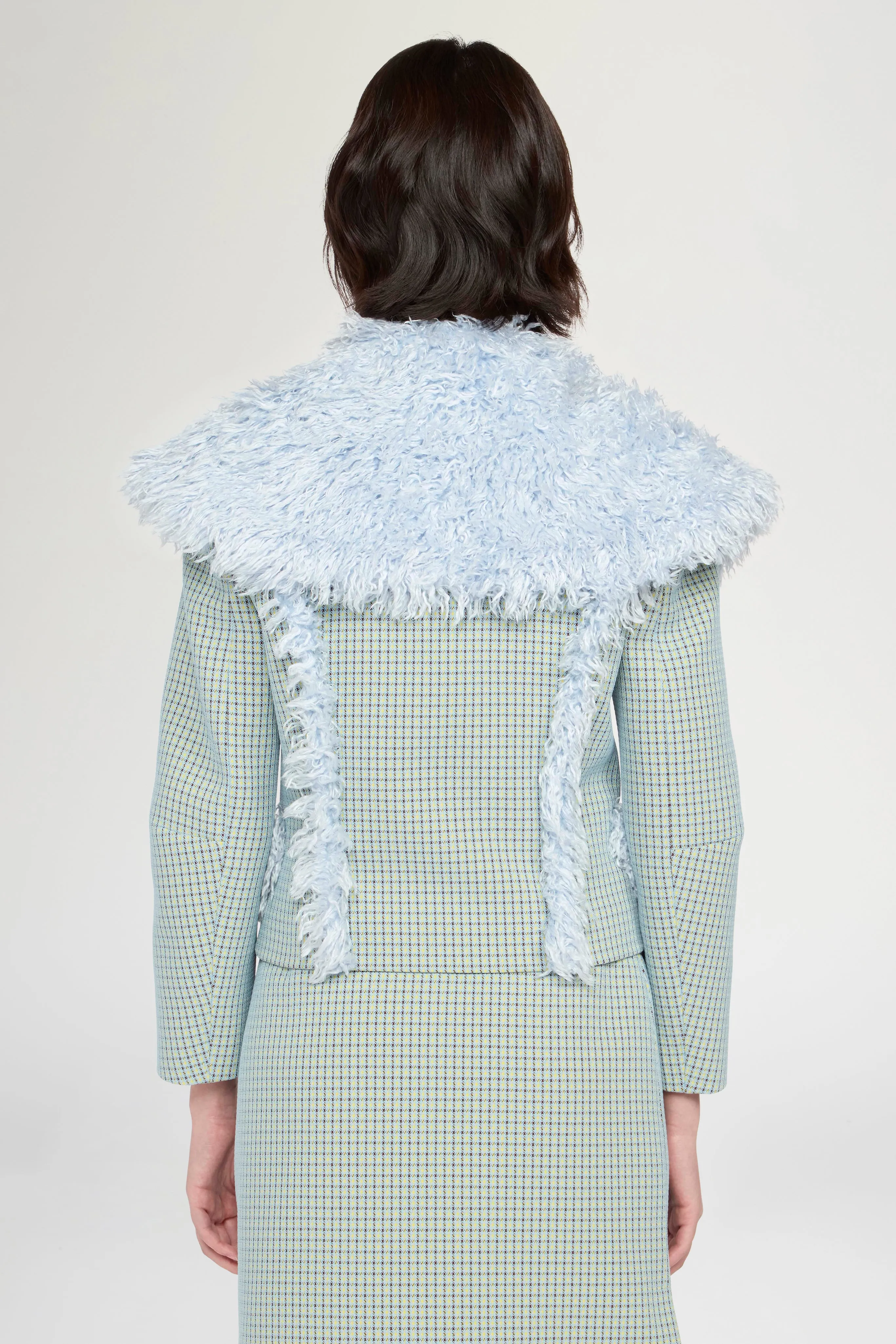 Cropped Jacquard Jacket with Light Blue Faux-Fur Collar sold by Antonio Marras product image thumbnail 3