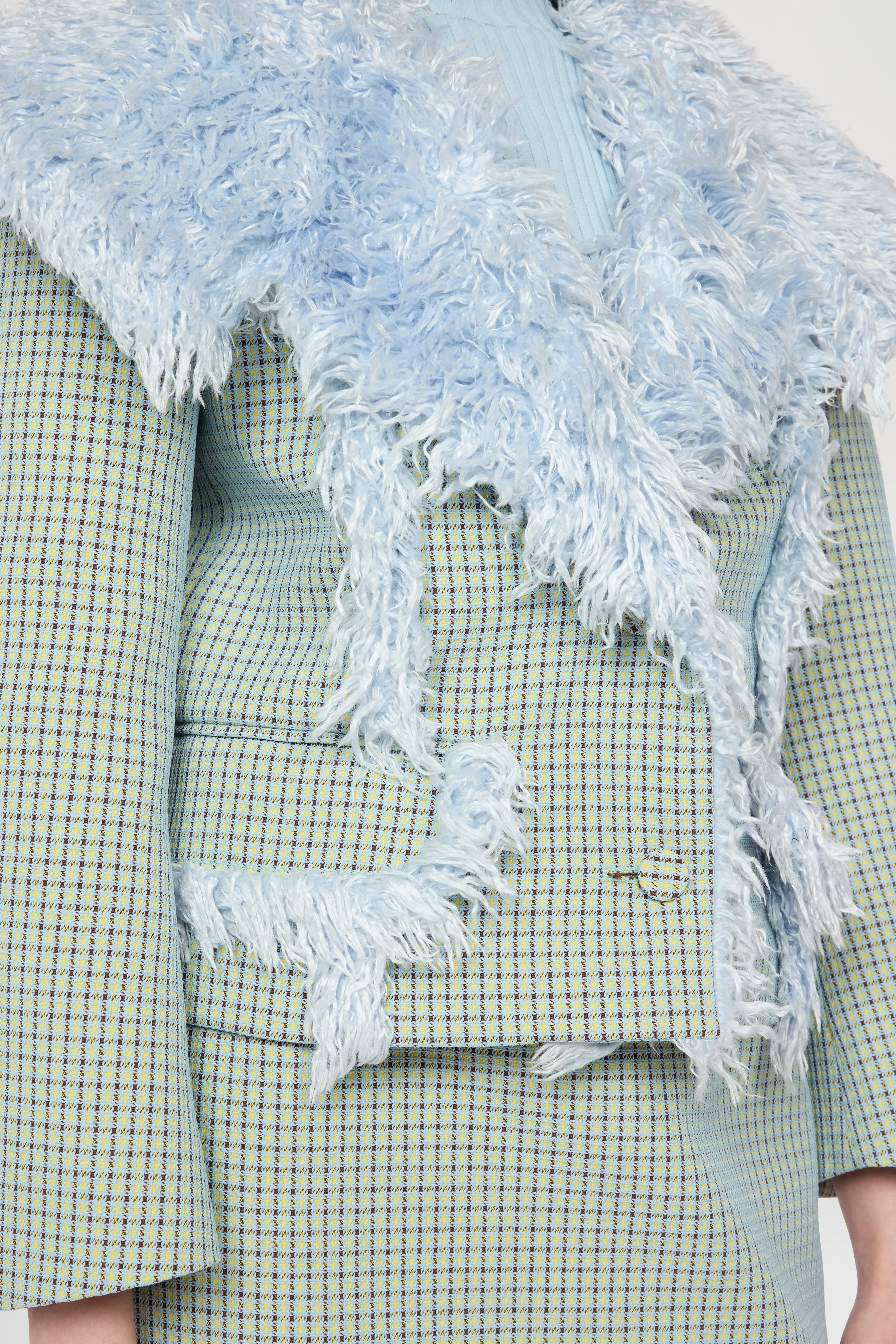 Cropped Jacquard Jacket with Light Blue Faux-Fur Collar sold by Antonio Marras product image thumbnail 4