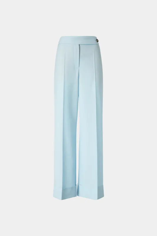 Mid-Rise Light Blue Wool Trousers with Cuffed Hem made by Antonio Marras