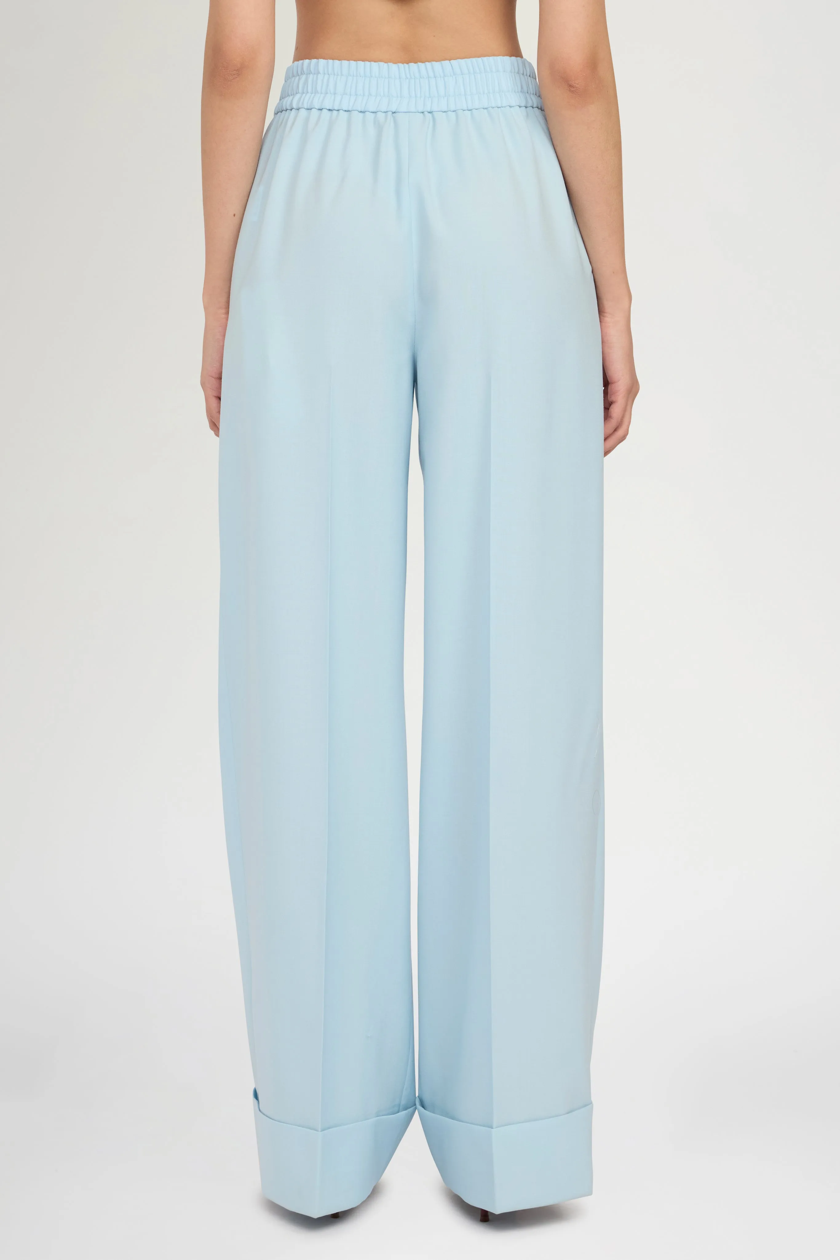 Mid-Rise Light Blue Wool Trousers with Cuffed Hem sold by Antonio Marras product image thumbnail 3