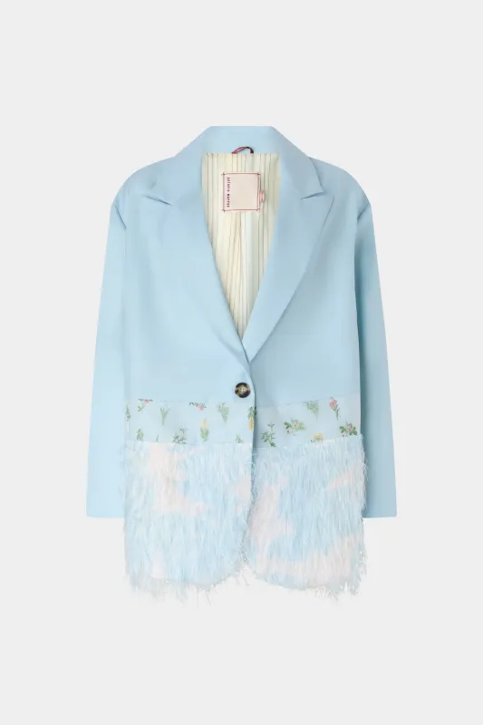 Single-Breasted Light Blue Duchesse Blazer with Inserts sold by Antonio Marras