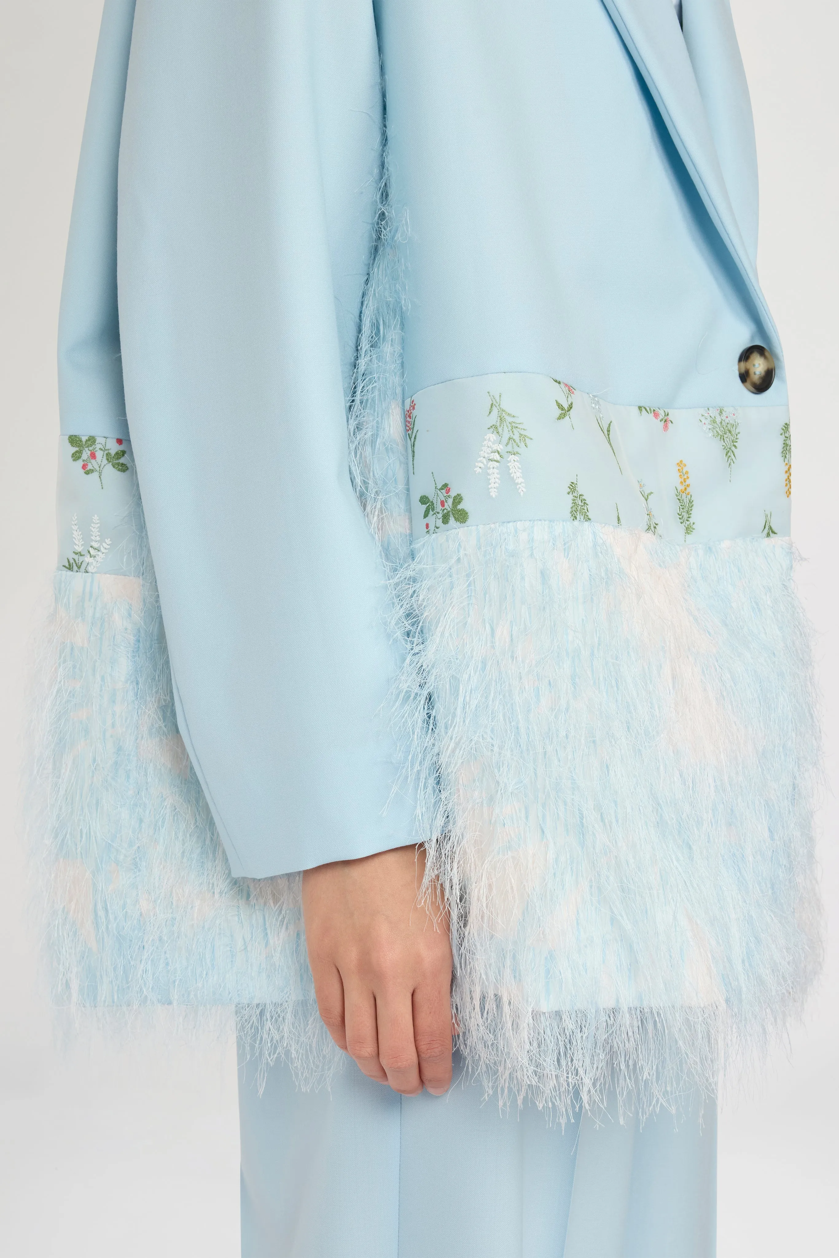 Single-Breasted Light Blue Duchesse Blazer with Inserts sold by Antonio Marras product image thumbnail 4