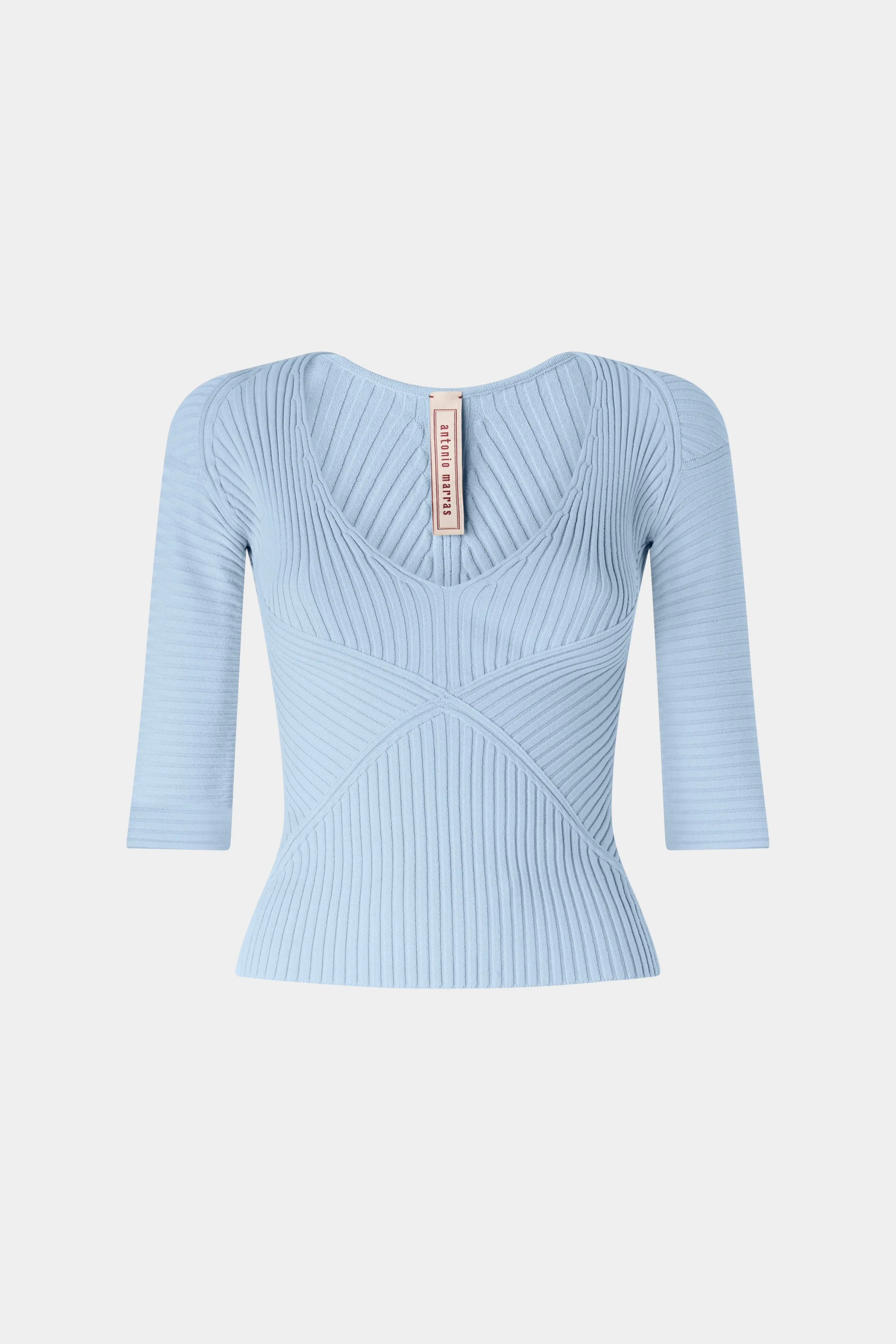 Short-Sleeve Ribbed Top in Light Blue sold by Antonio Marras