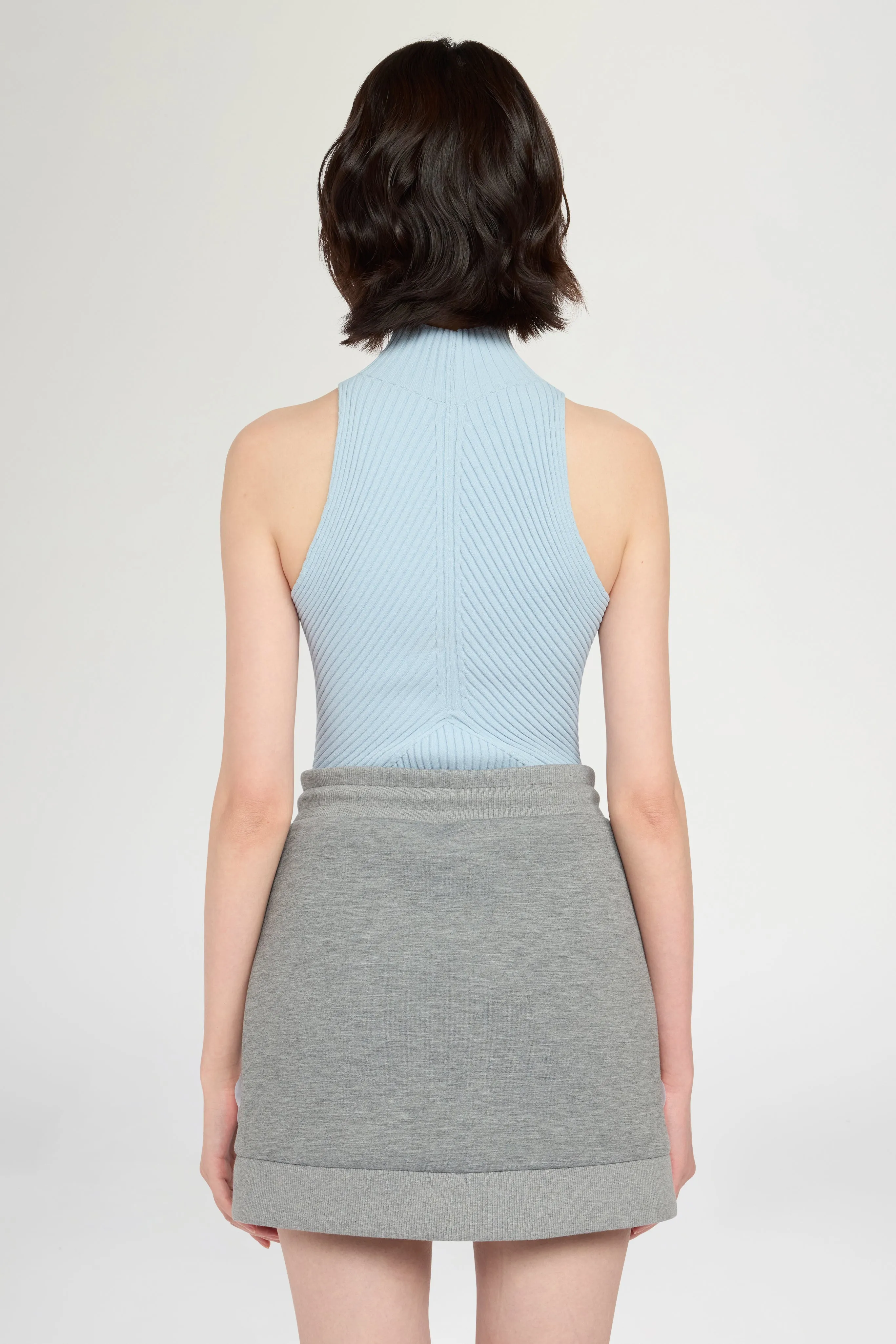 Light Blue Ribbed Sleeveless Top with High Neck sold by Antonio Marras product image thumbnail 3