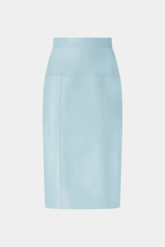 Patchwork Leather Midi Skirt In Light Blue made by Antonio Marras
