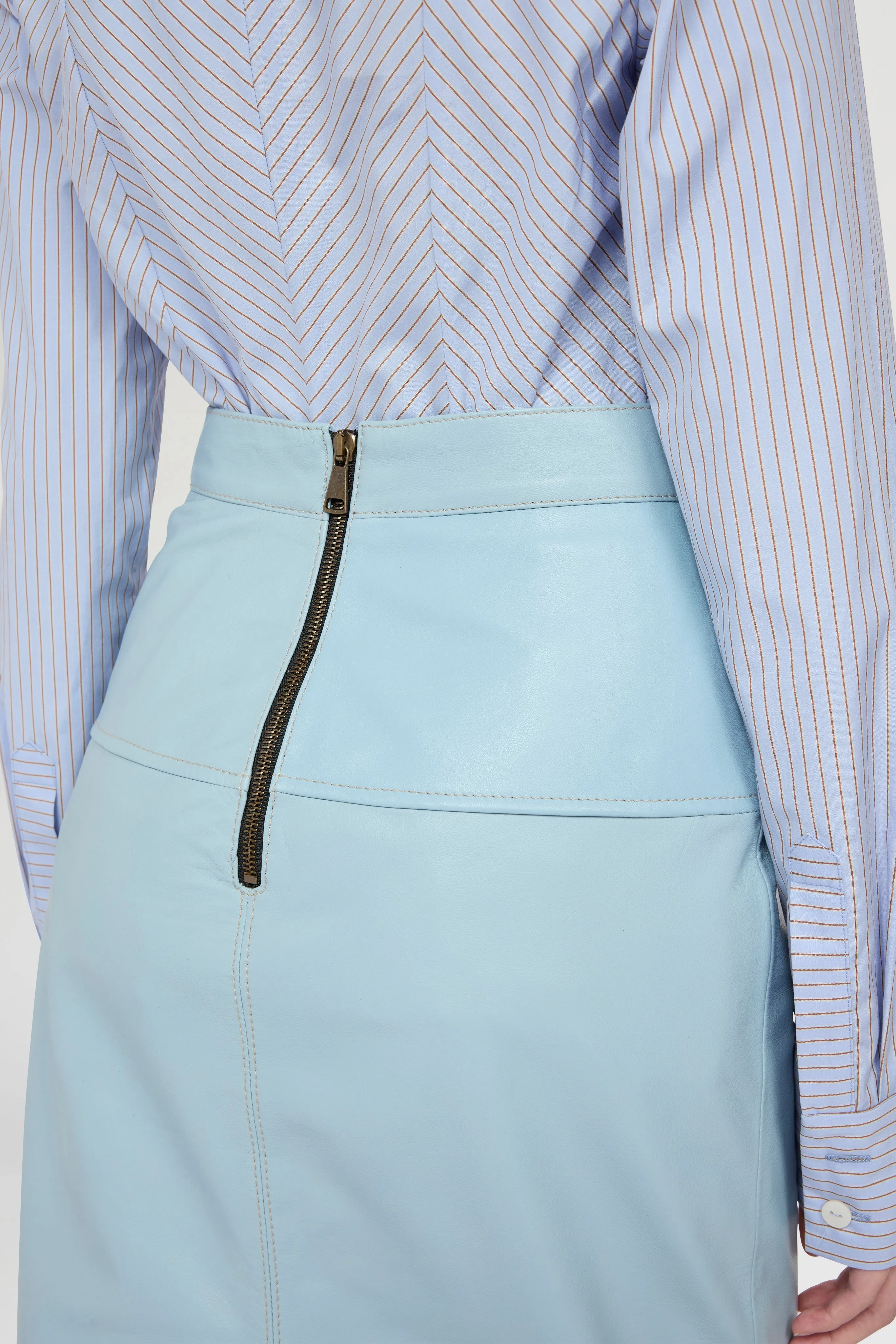 Patchwork Leather Midi Skirt In Light Blue sold by Antonio Marras product image thumbnail 4